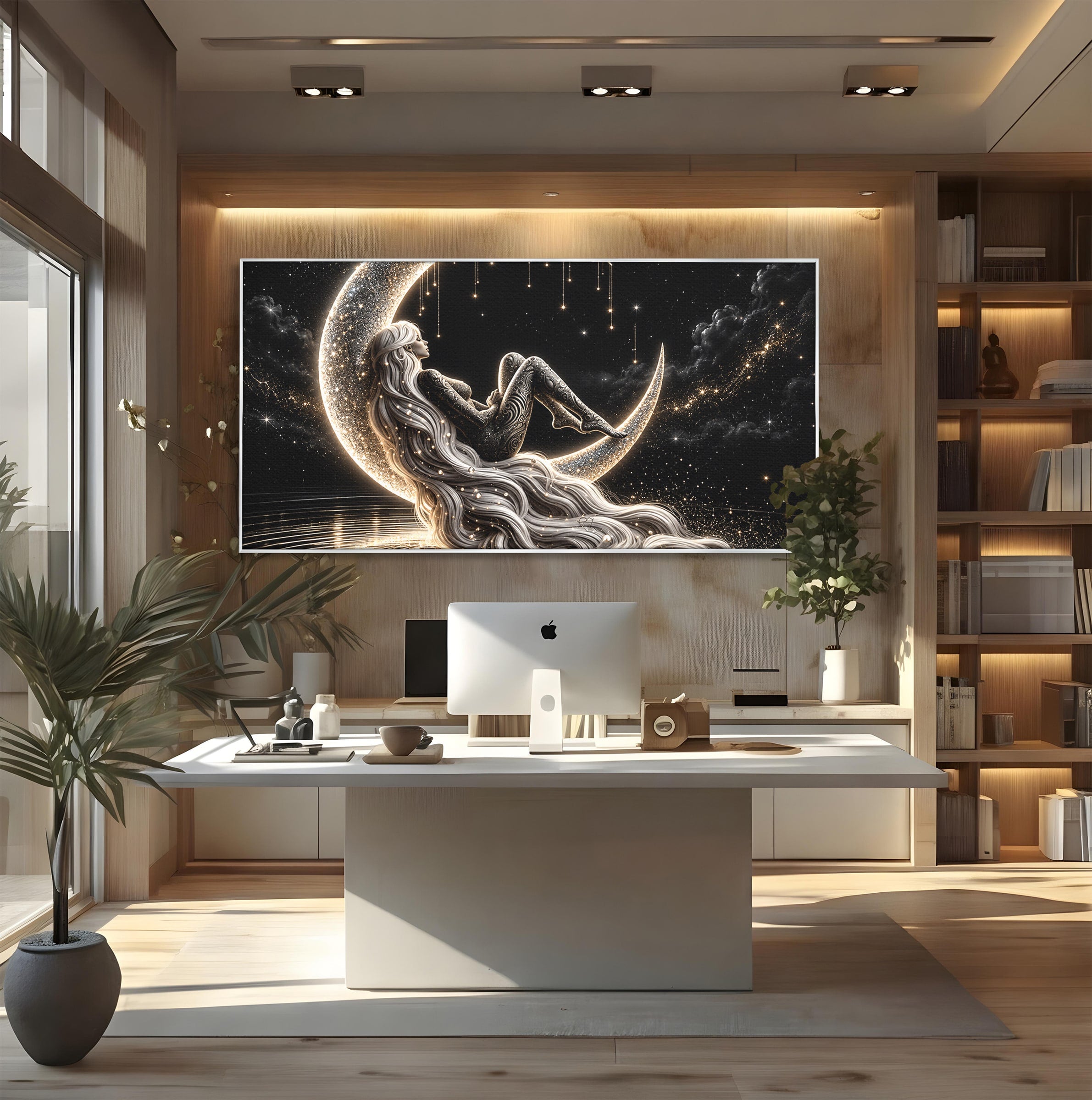 Tablou Canvas Premium LuxCanva® U1235, Visul Zeitei Nocturne, Luna, Noapte, Mister, Zeita, Dormitor, Culori Vibrante