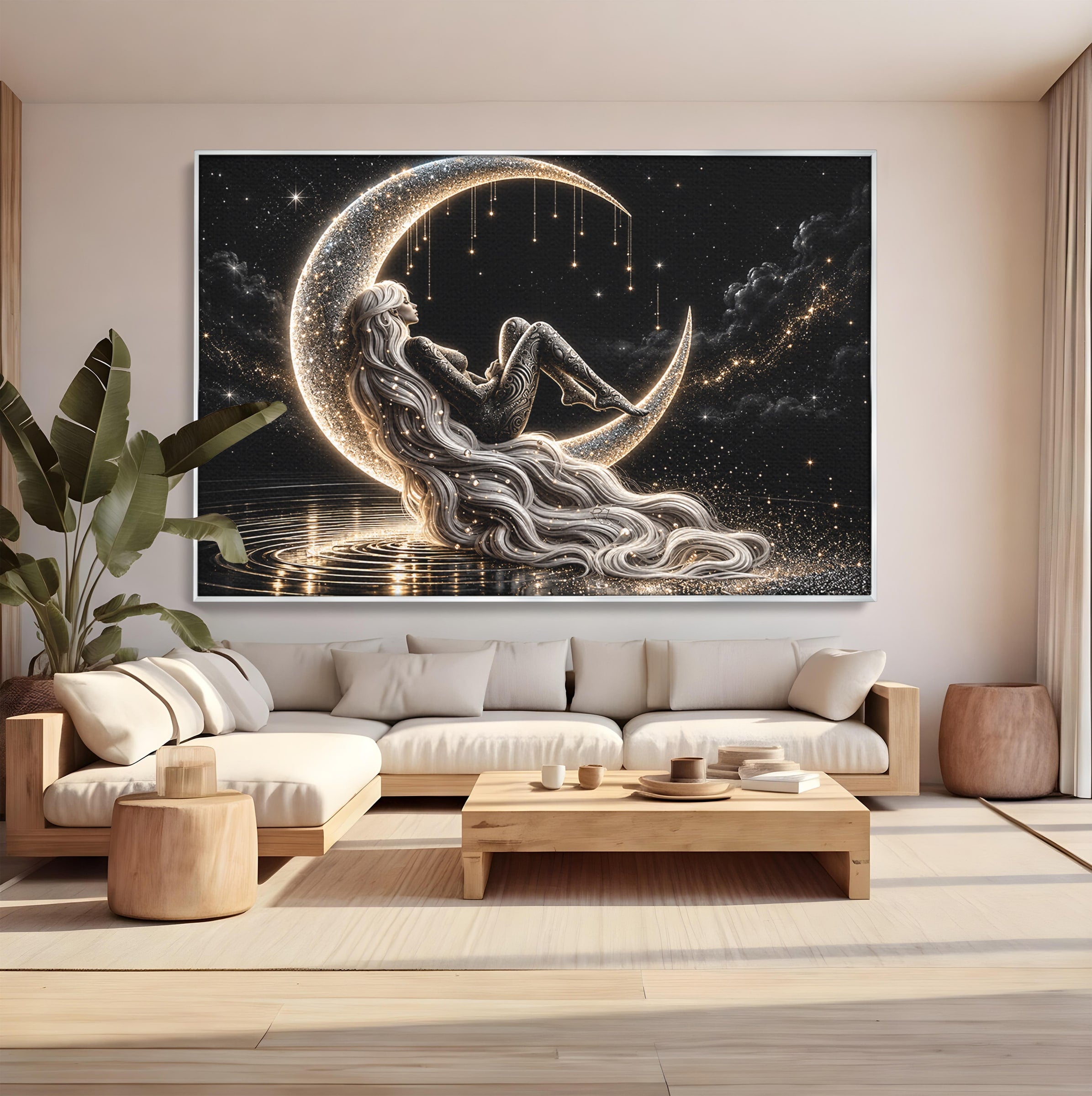 Tablou Canvas Premium LuxCanva® U1235, Visul Zeitei Nocturne, Luna, Noapte, Mister, Zeita, Dormitor, Culori Vibrante