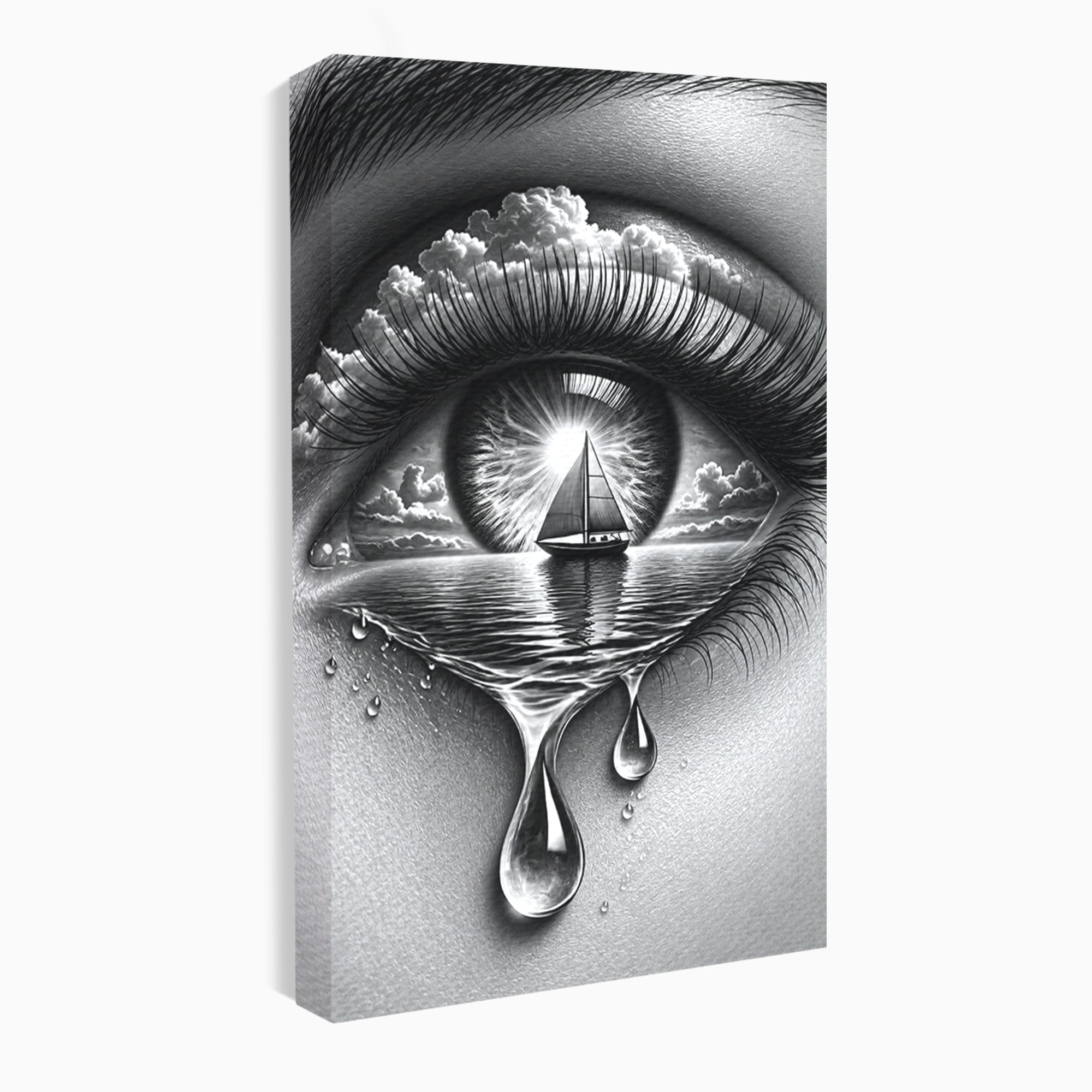 Tablou Canvas Premium LuxCanva® U1236, Ochiul Marin, Nava, Mare, Tristete, Ochi, Dormitor, Culori Vibrante