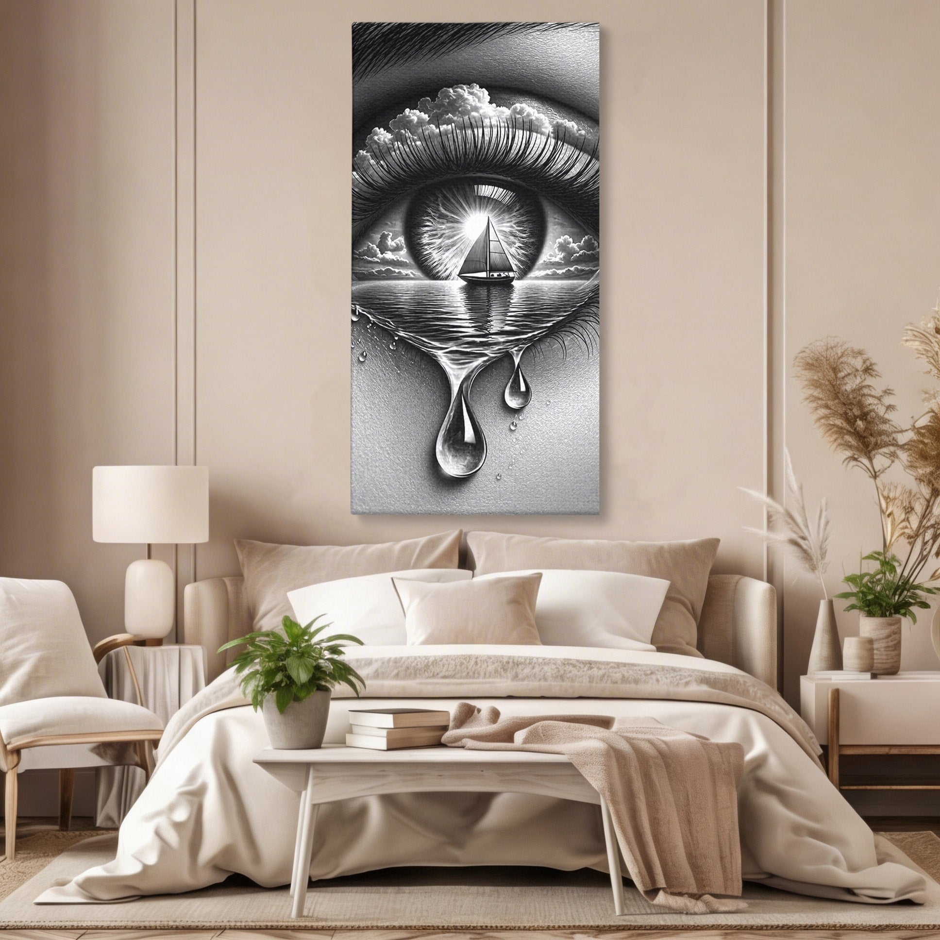 Tablou Canvas Premium LuxCanva® U1236, Ochiul Marin, Nava, Mare, Tristete, Ochi, Dormitor, Culori Vibrante