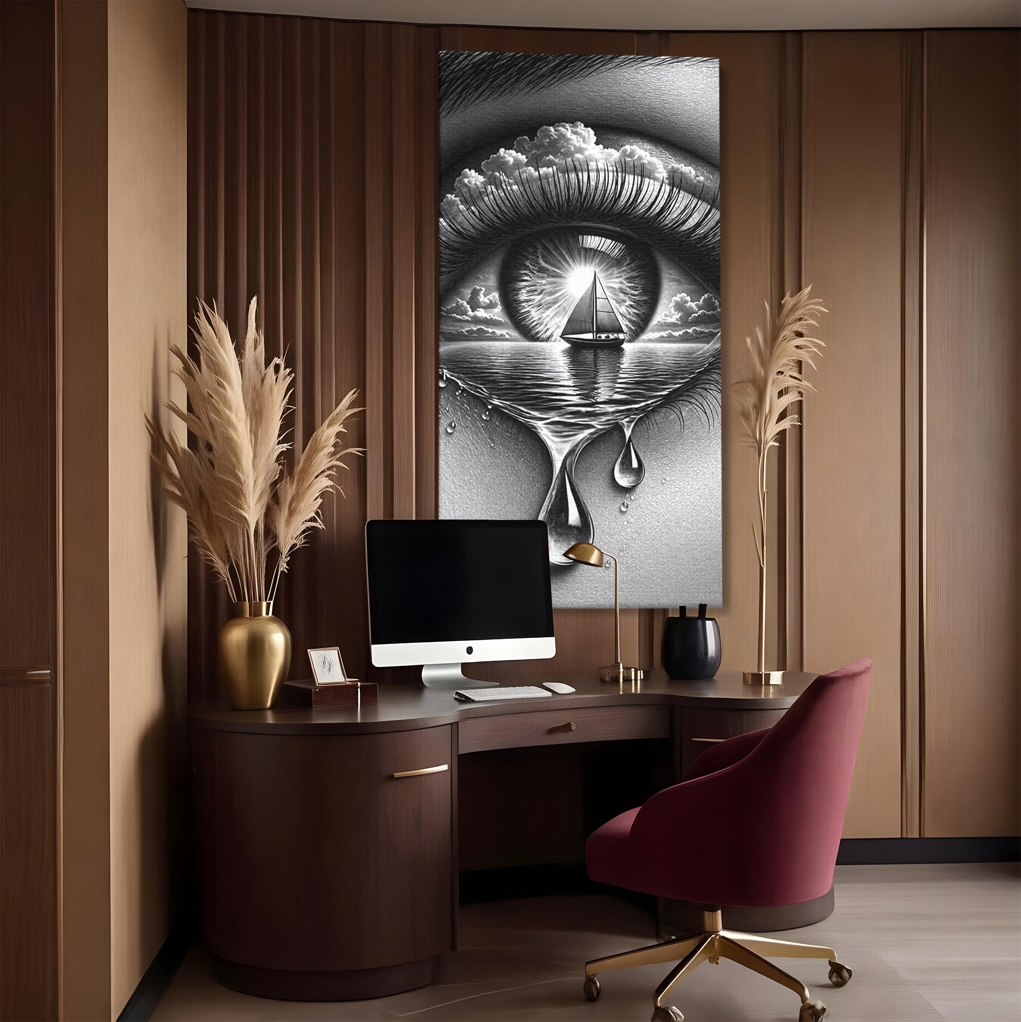 Tablou Canvas Premium LuxCanva® U1236, Ochiul Marin, Nava, Mare, Tristete, Ochi, Dormitor, Culori Vibrante