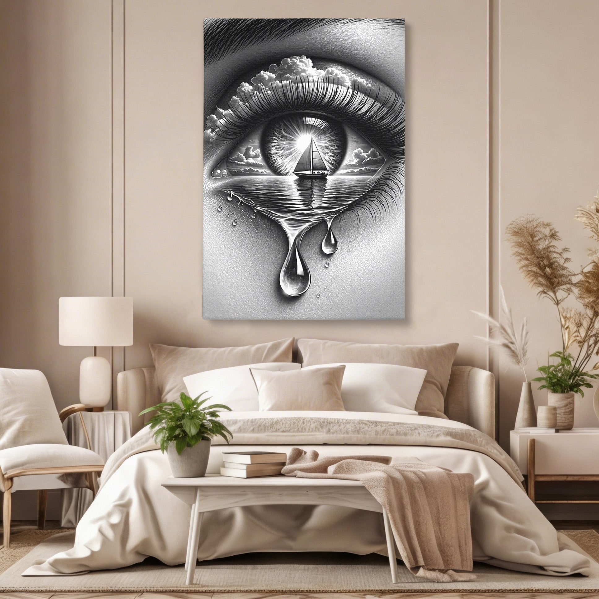 Tablou Canvas Premium LuxCanva® U1236, Ochiul Marin, Nava, Mare, Tristete, Ochi, Dormitor, Culori Vibrante