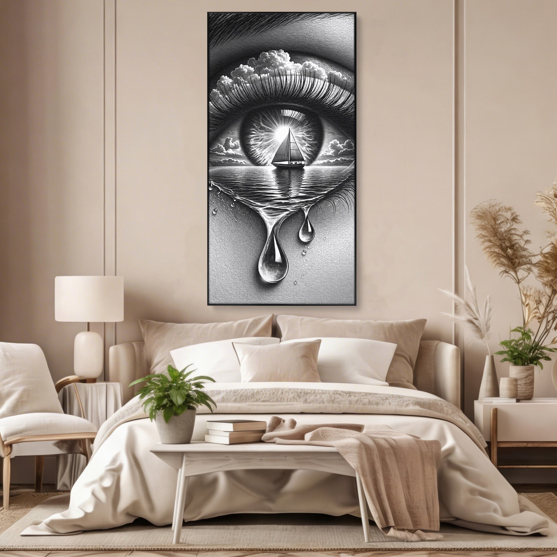 Tablou Canvas Premium LuxCanva® U1236, Ochiul Marin, Nava, Mare, Tristete, Ochi, Dormitor, Culori Vibrante