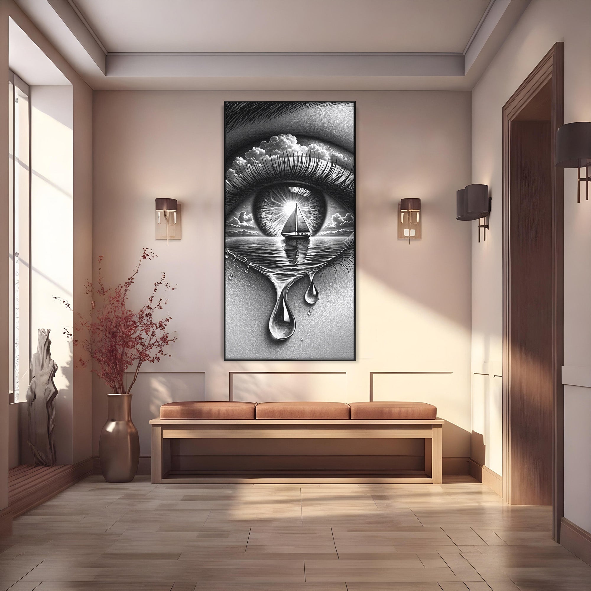 Tablou Canvas Premium LuxCanva® U1236, Ochiul Marin, Nava, Mare, Tristete, Ochi, Dormitor, Culori Vibrante