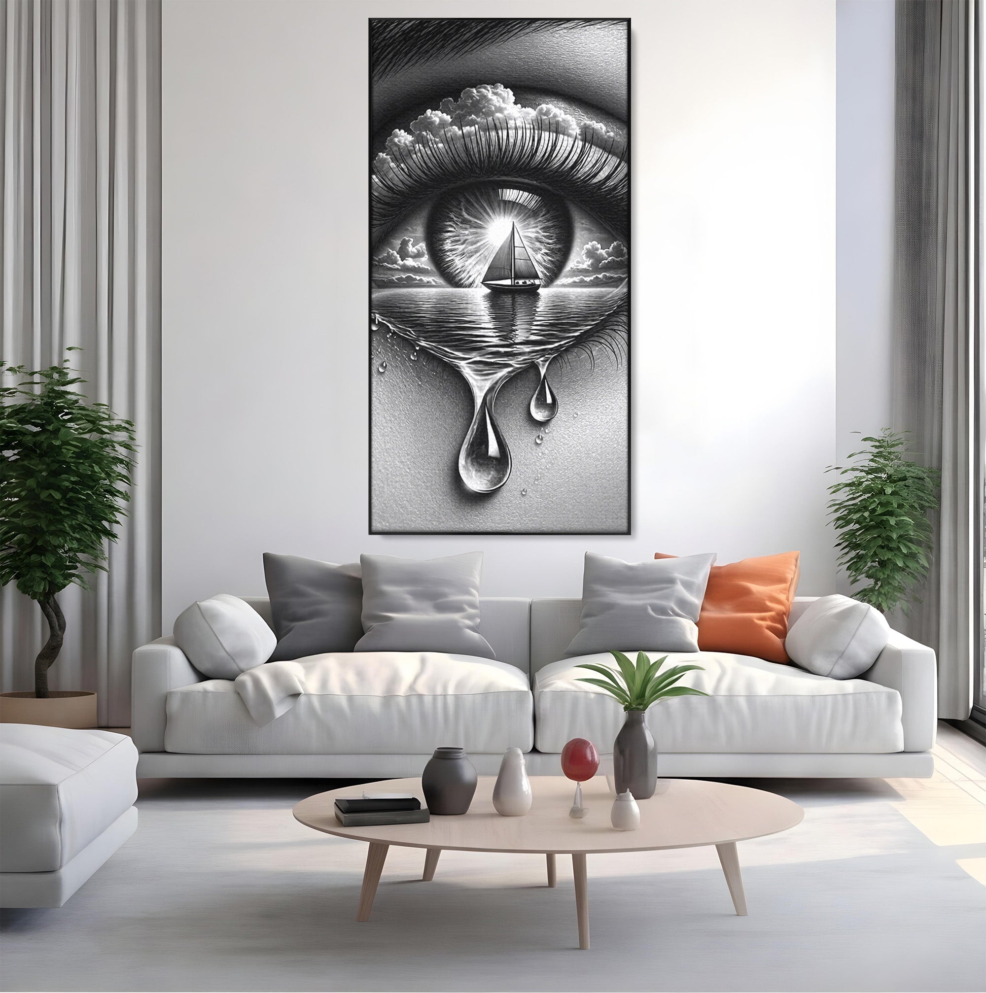 Tablou Canvas Premium LuxCanva® U1236, Ochiul Marin, Nava, Mare, Tristete, Ochi, Dormitor, Culori Vibrante