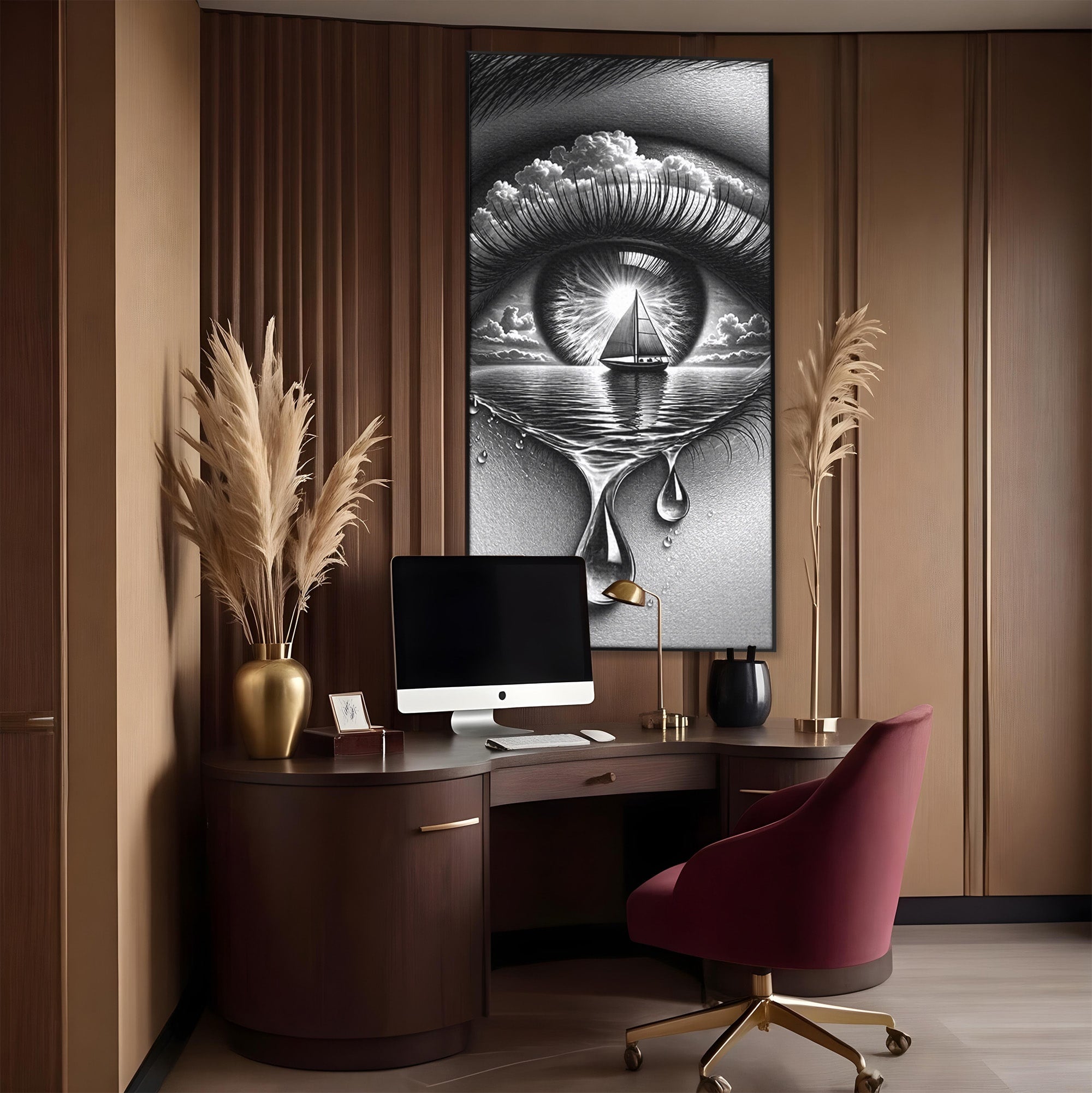Tablou Canvas Premium LuxCanva® U1236, Ochiul Marin, Nava, Mare, Tristete, Ochi, Dormitor, Culori Vibrante