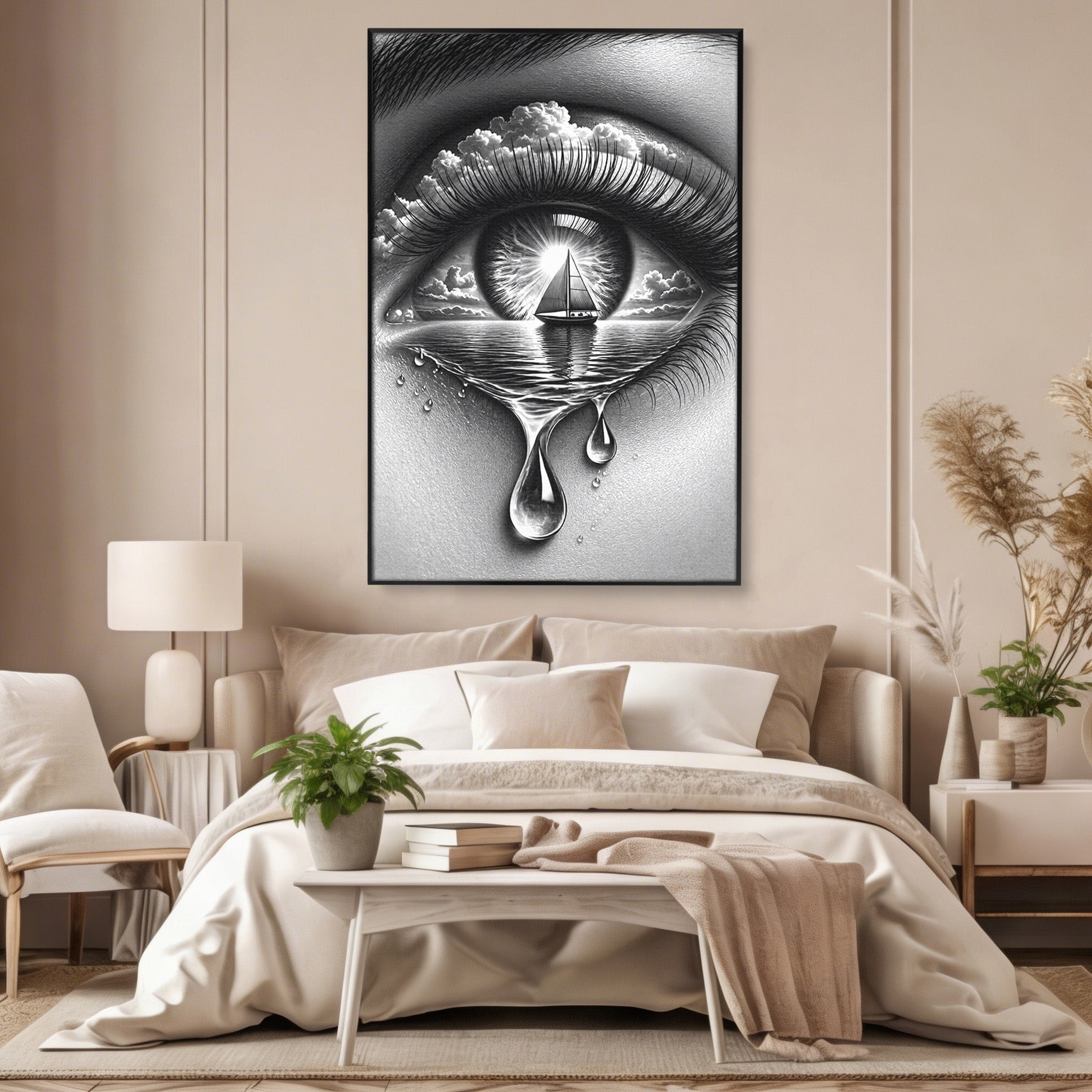 Tablou Canvas Premium LuxCanva® U1236, Ochiul Marin, Nava, Mare, Tristete, Ochi, Dormitor, Culori Vibrante