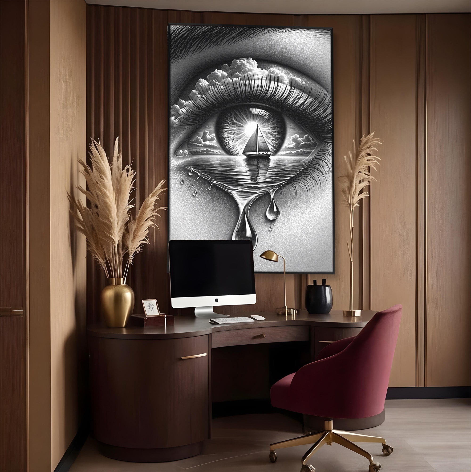 Tablou Canvas Premium LuxCanva® U1236, Ochiul Marin, Nava, Mare, Tristete, Ochi, Dormitor, Culori Vibrante