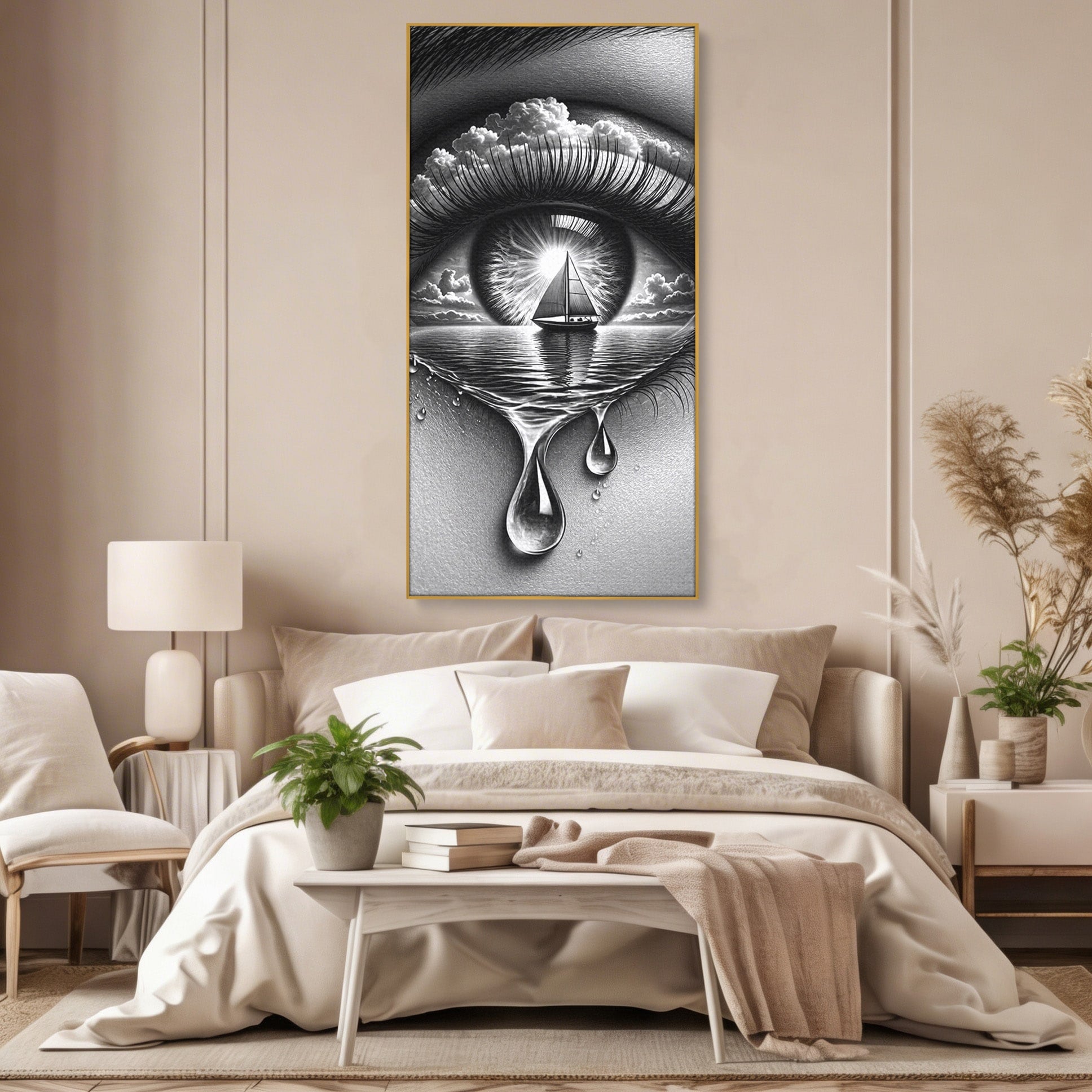 Tablou Canvas Premium LuxCanva® U1236, Ochiul Marin, Nava, Mare, Tristete, Ochi, Dormitor, Culori Vibrante