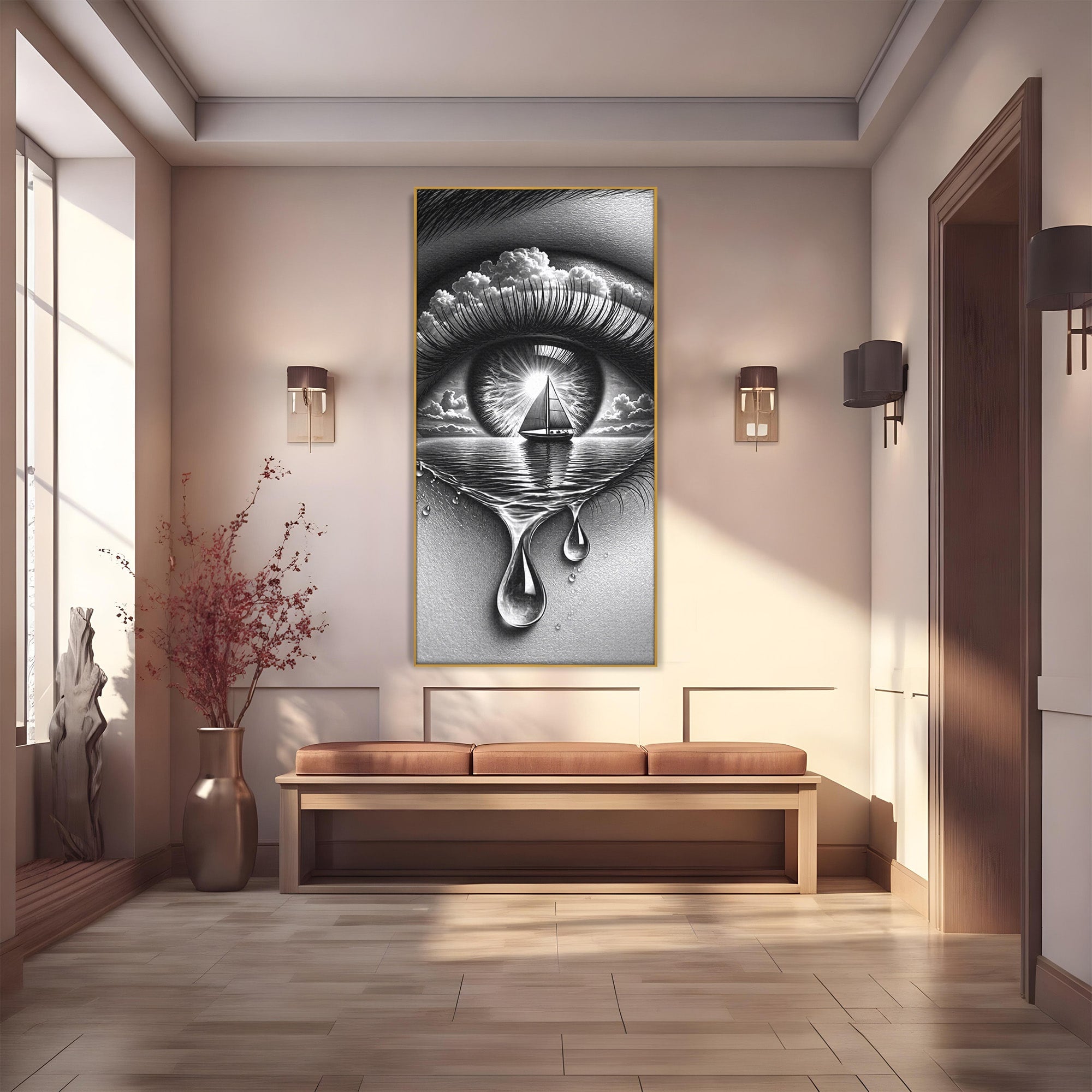 Tablou Canvas Premium LuxCanva® U1236, Ochiul Marin, Nava, Mare, Tristete, Ochi, Dormitor, Culori Vibrante