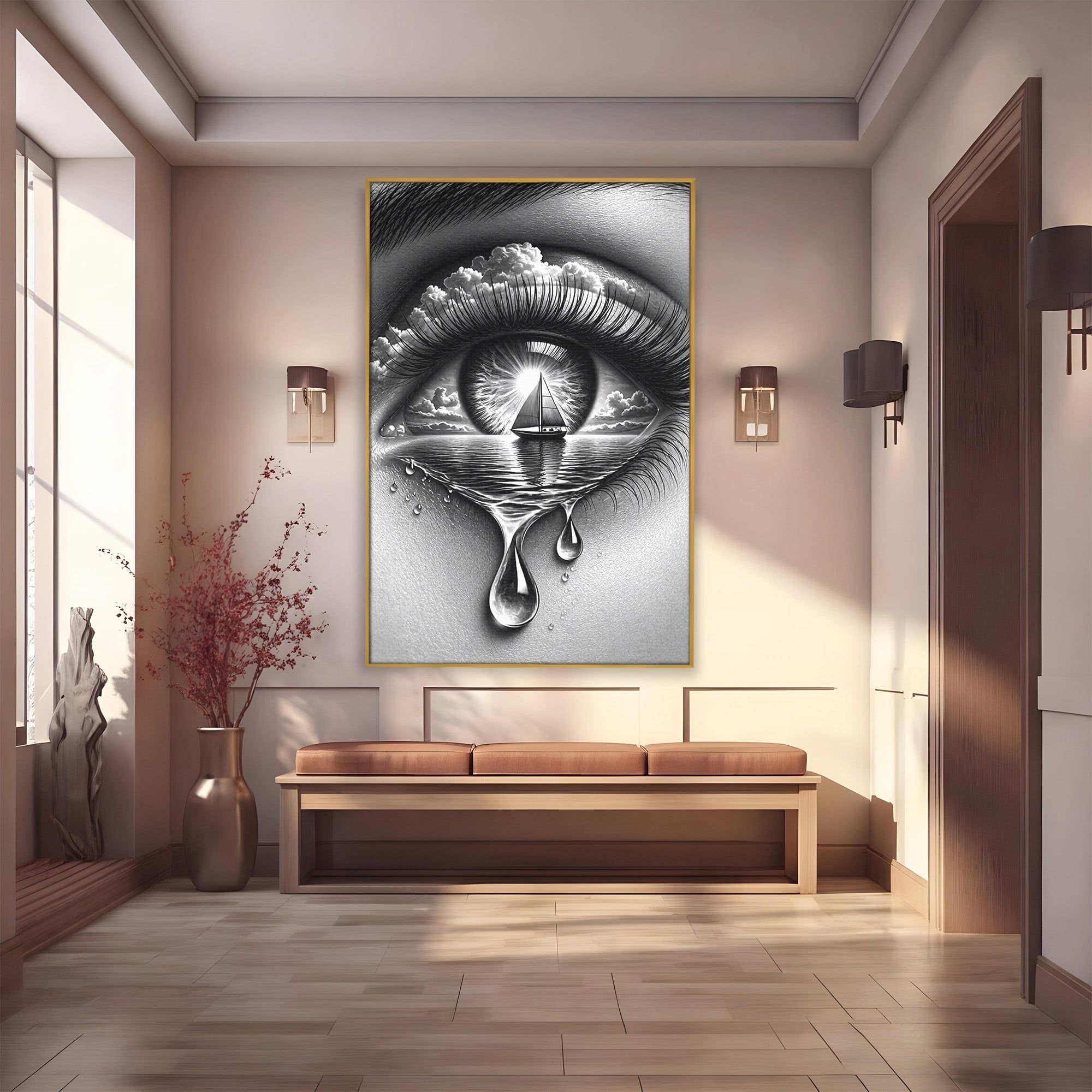Tablou Canvas Premium LuxCanva® U1236, Ochiul Marin, Nava, Mare, Tristete, Ochi, Dormitor, Culori Vibrante