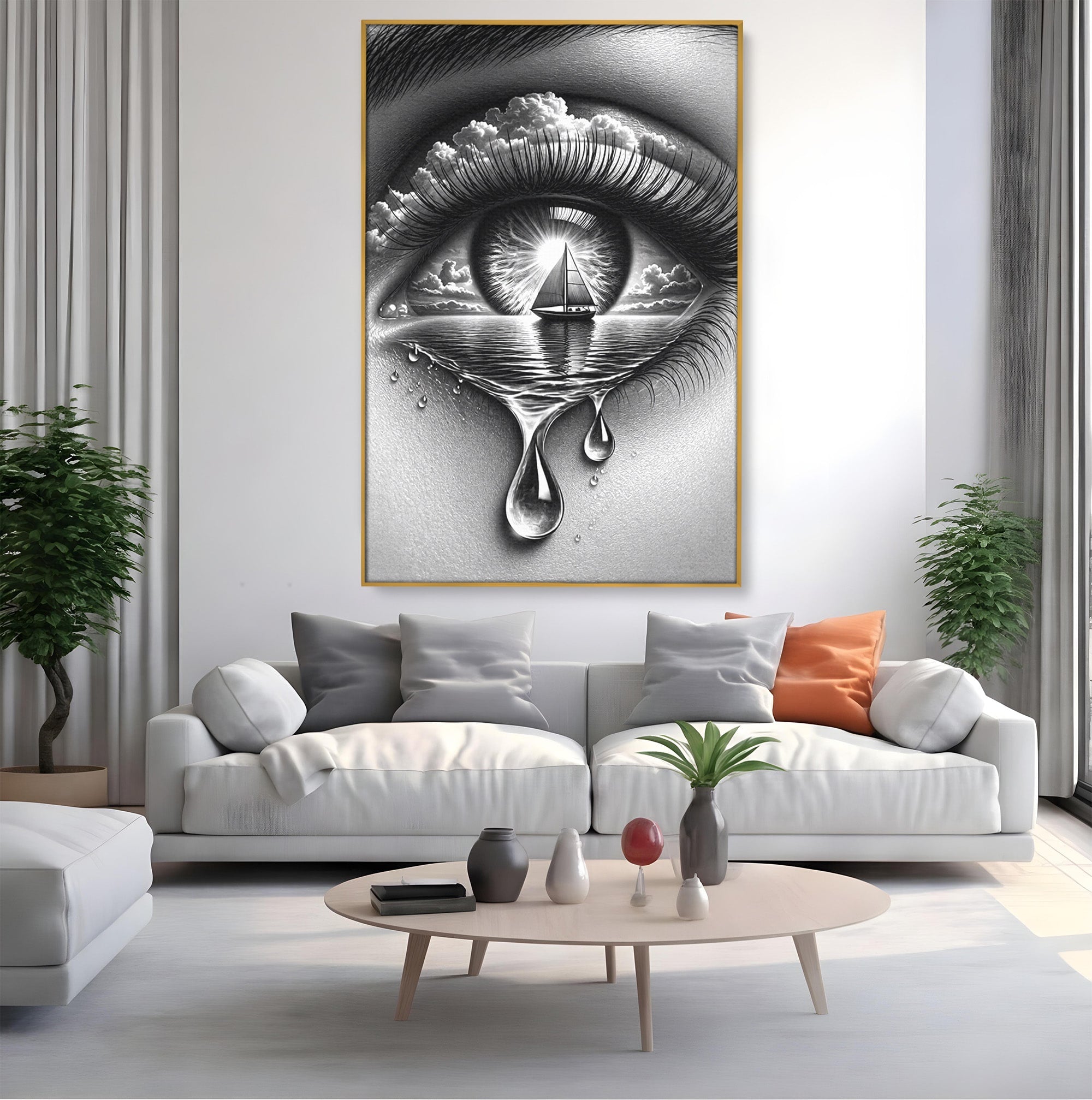 Tablou Canvas Premium LuxCanva® U1236, Ochiul Marin, Nava, Mare, Tristete, Ochi, Dormitor, Culori Vibrante