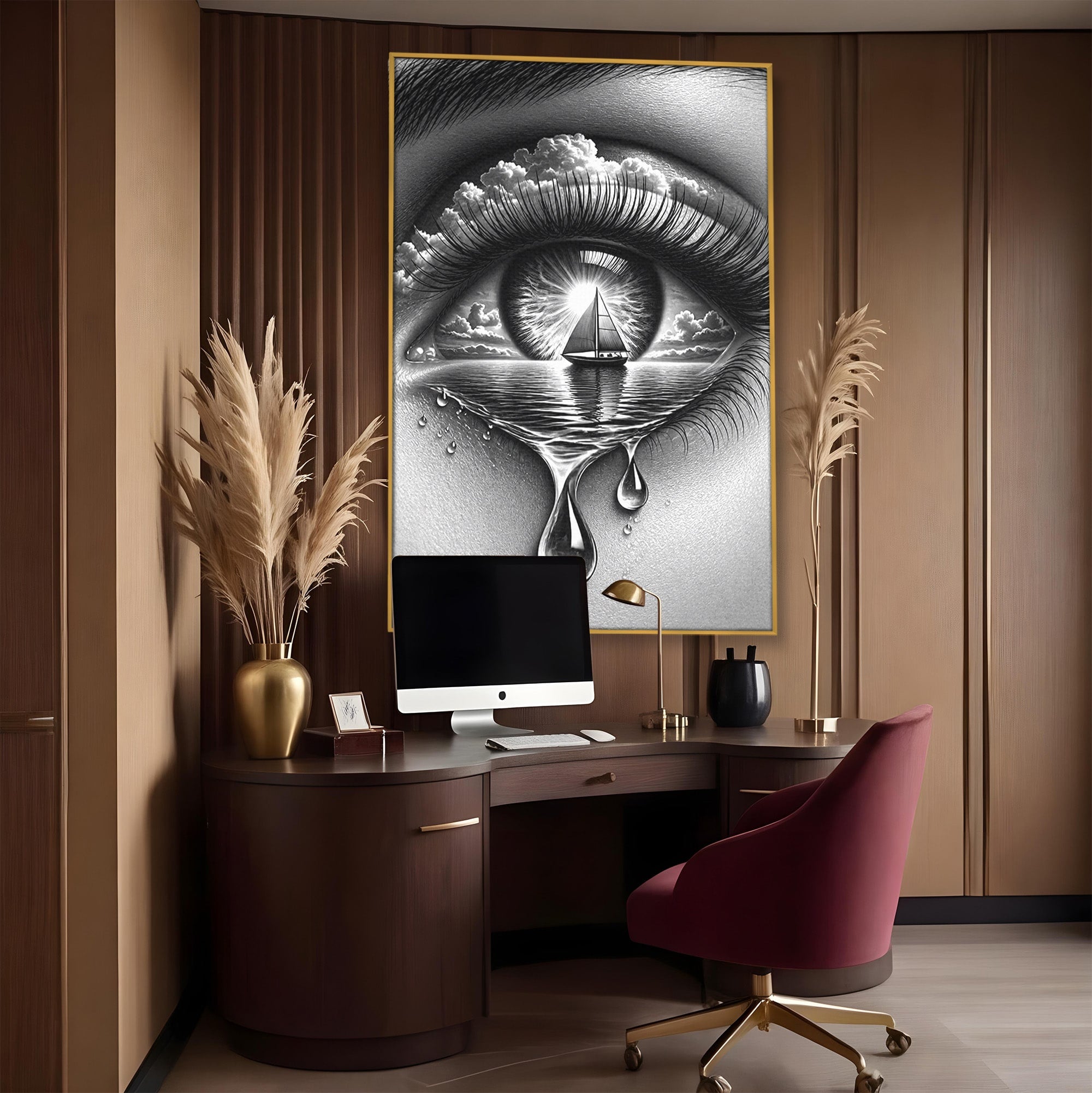 Tablou Canvas Premium LuxCanva® U1236, Ochiul Marin, Nava, Mare, Tristete, Ochi, Dormitor, Culori Vibrante