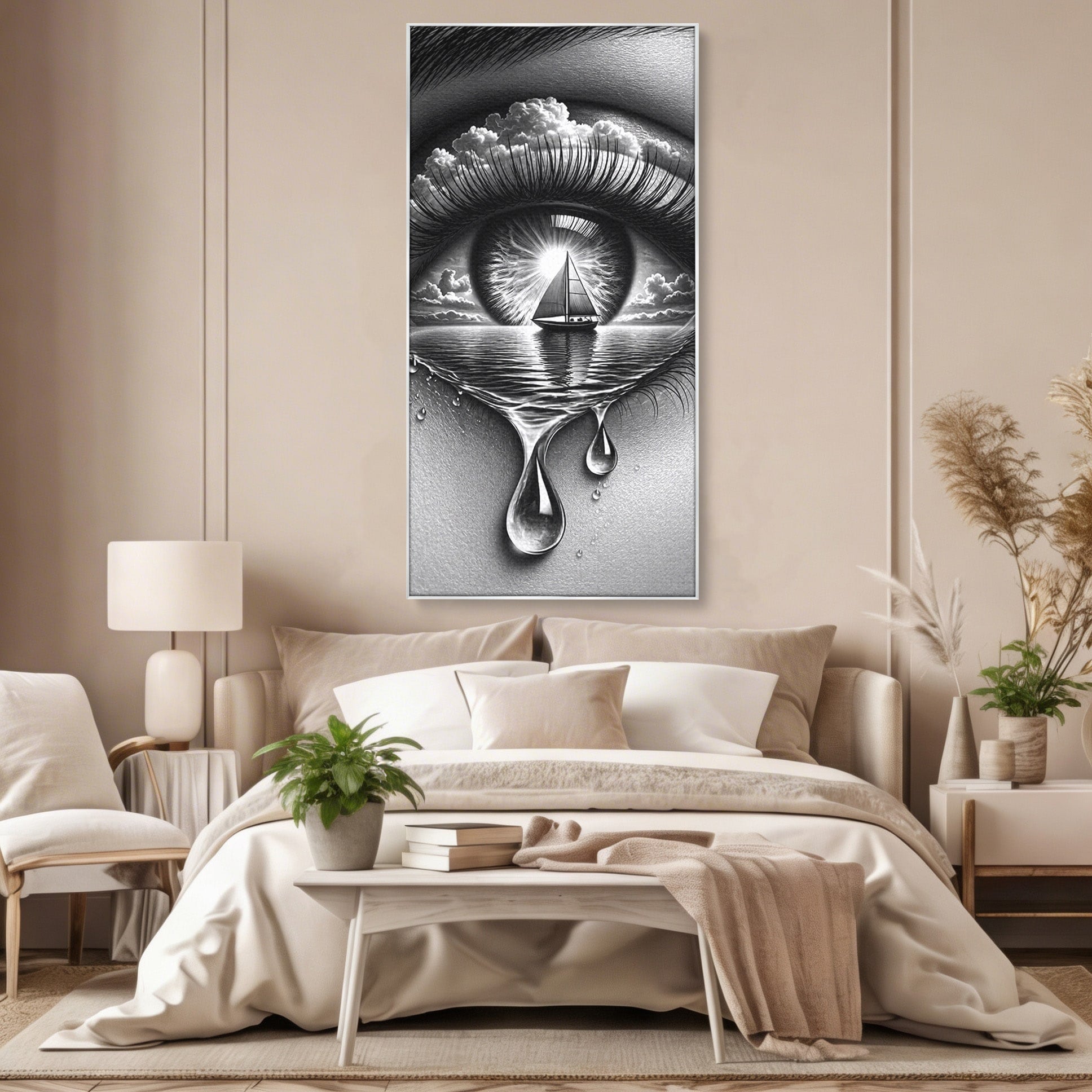 Tablou Canvas Premium LuxCanva® U1236, Ochiul Marin, Nava, Mare, Tristete, Ochi, Dormitor, Culori Vibrante