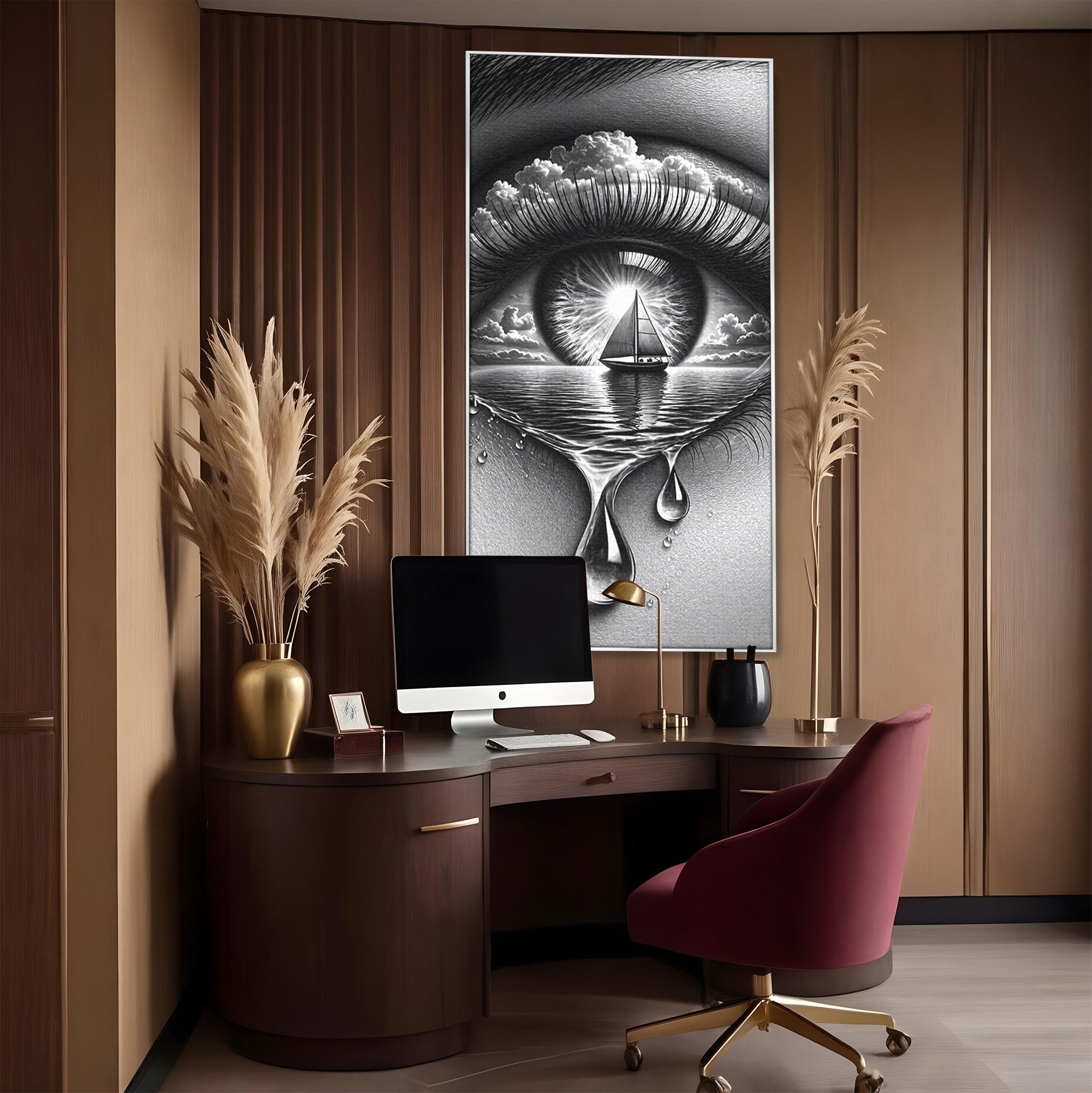 Tablou Canvas Premium LuxCanva® U1236, Ochiul Marin, Nava, Mare, Tristete, Ochi, Dormitor, Culori Vibrante