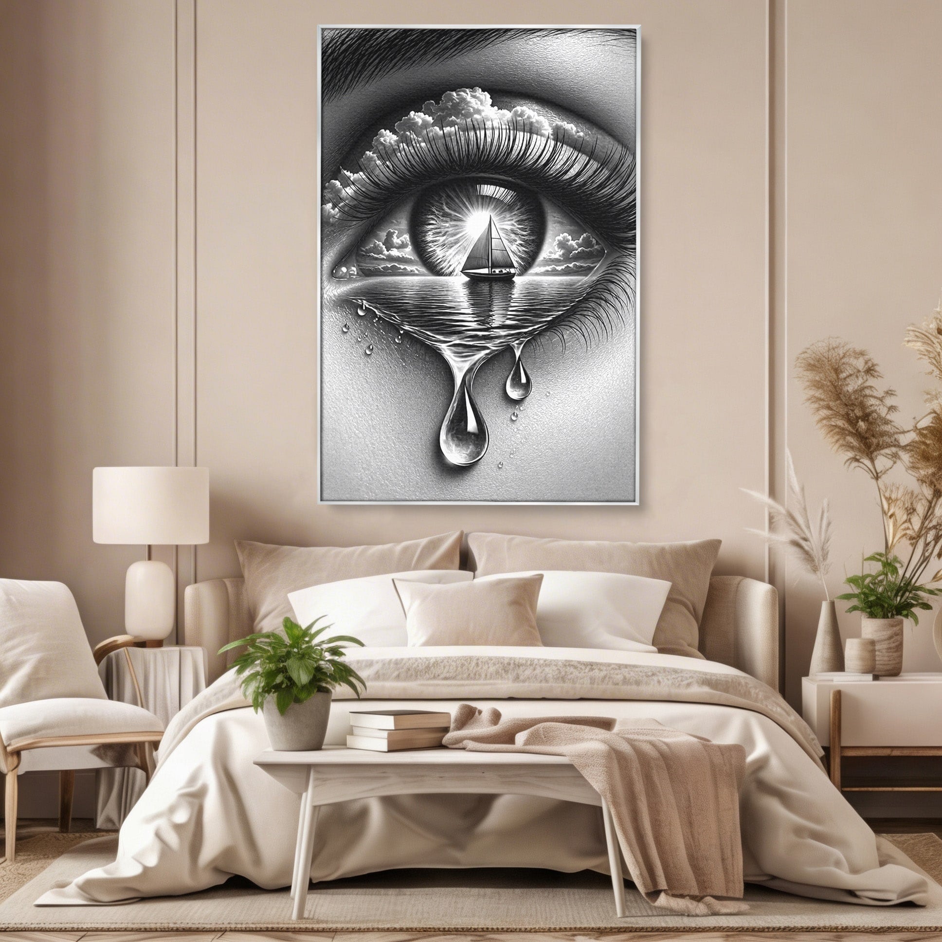 Tablou Canvas Premium LuxCanva® U1236, Ochiul Marin, Nava, Mare, Tristete, Ochi, Dormitor, Culori Vibrante