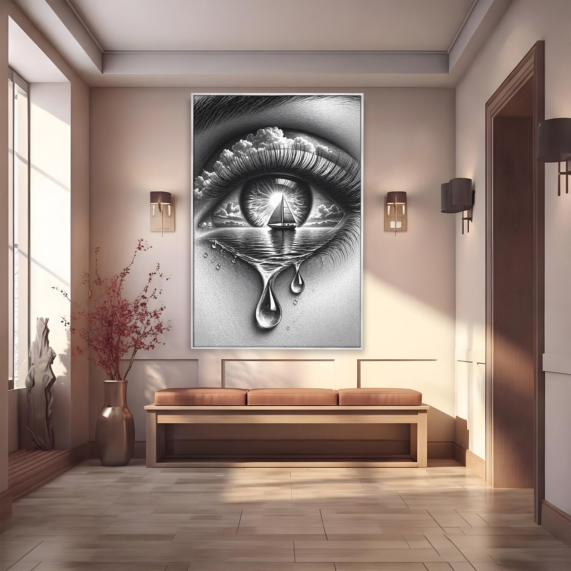 Tablou Canvas Premium LuxCanva® U1236, Ochiul Marin, Nava, Mare, Tristete, Ochi, Dormitor, Culori Vibrante