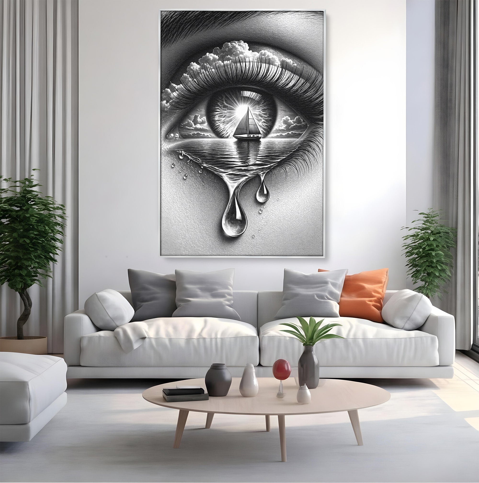 Tablou Canvas Premium LuxCanva® U1236, Ochiul Marin, Nava, Mare, Tristete, Ochi, Dormitor, Culori Vibrante