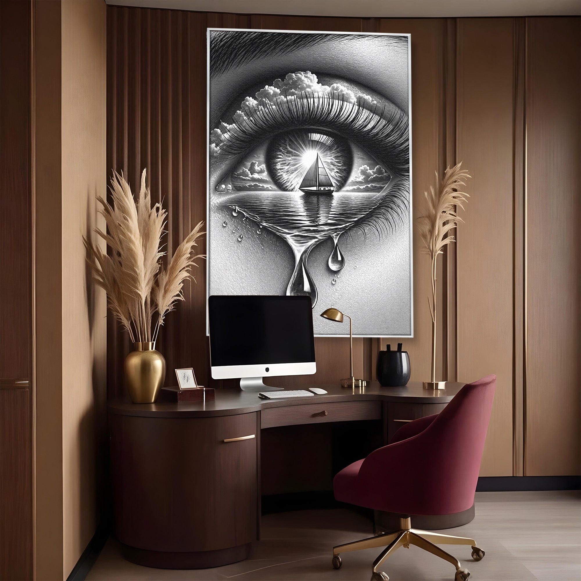 Tablou Canvas Premium LuxCanva® U1236, Ochiul Marin, Nava, Mare, Tristete, Ochi, Dormitor, Culori Vibrante