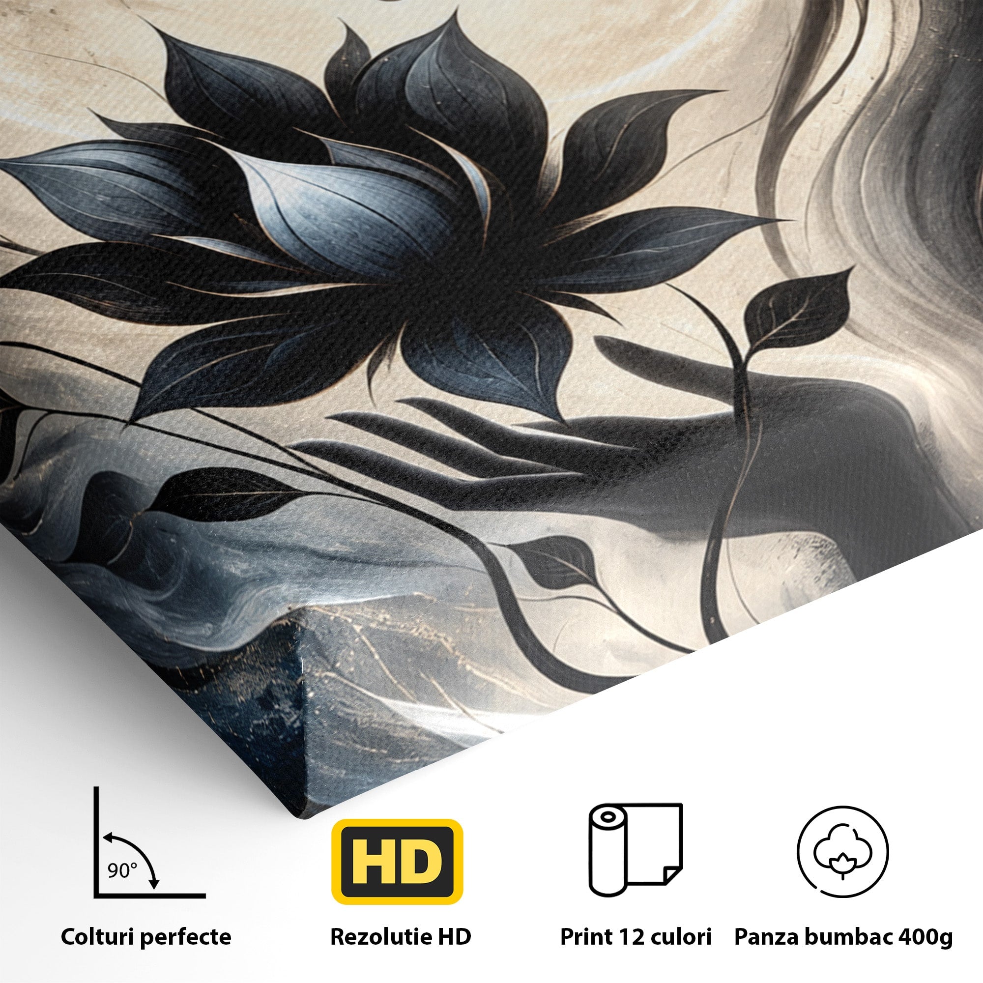 Tablou Canvas Premium LuxCanva® U1237, Misterul Zeitei Nocturne, Luna, Femeie, Noapte, Zeita, Dormitor, Culori Vibrante