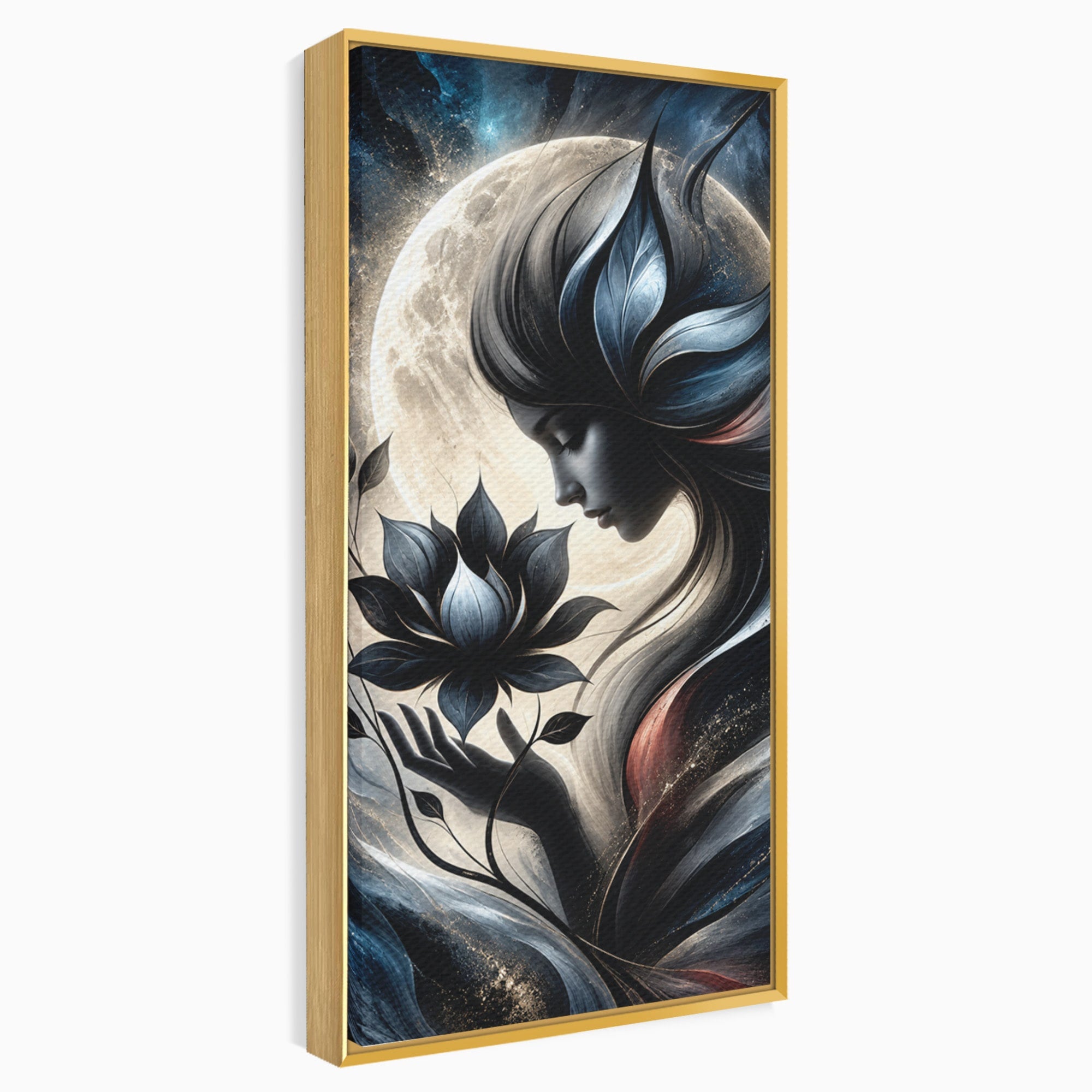 Tablou Canvas Premium LuxCanva® U1237, Misterul Zeitei Nocturne, Luna, Femeie, Noapte, Zeita, Dormitor, Culori Vibrante