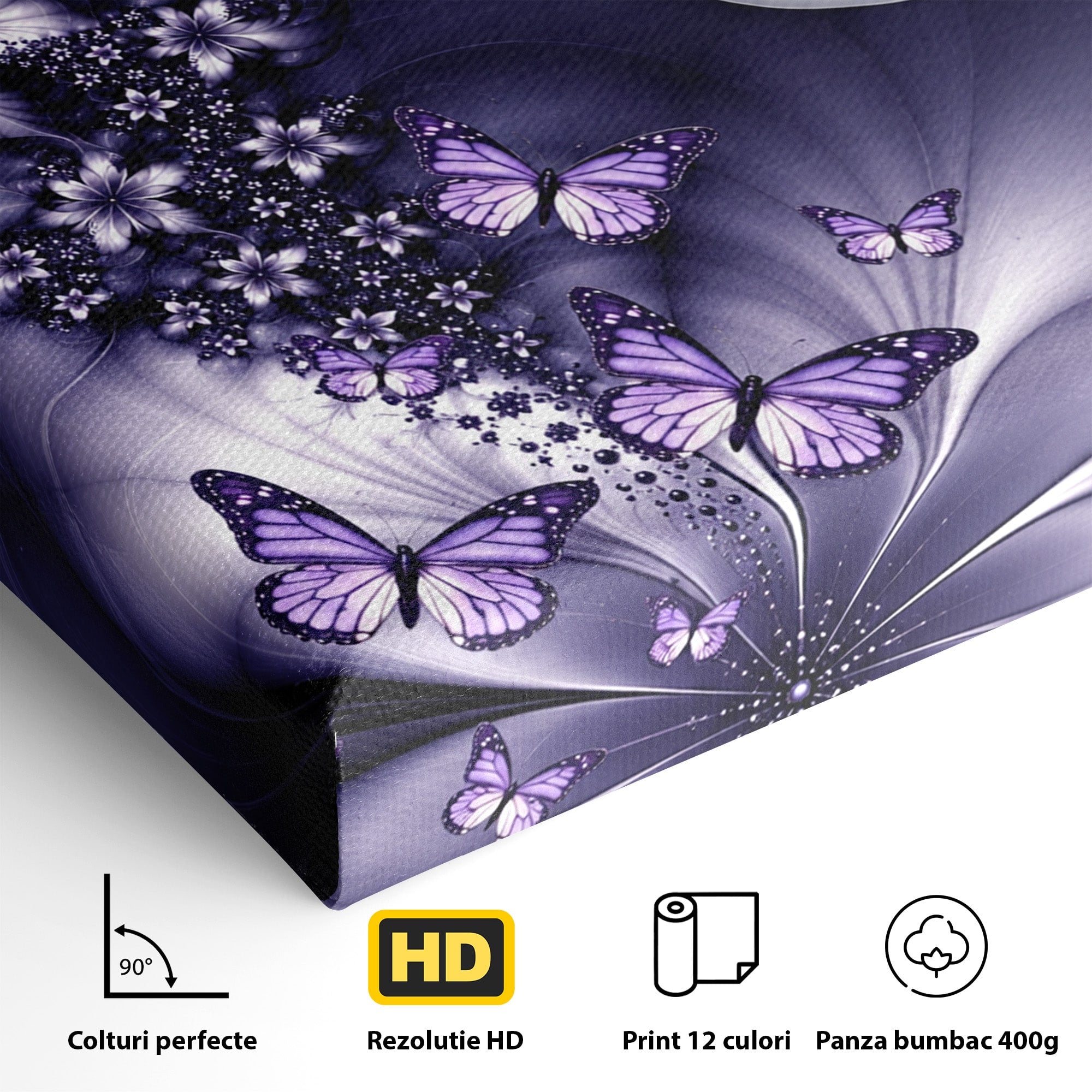 Tablou Canvas Premium LuxCanva® U1238, Fata Si Fluturii, Arta Abstracta, Fata, Fluturi, Dormitor, Visare, Culori Vibrante