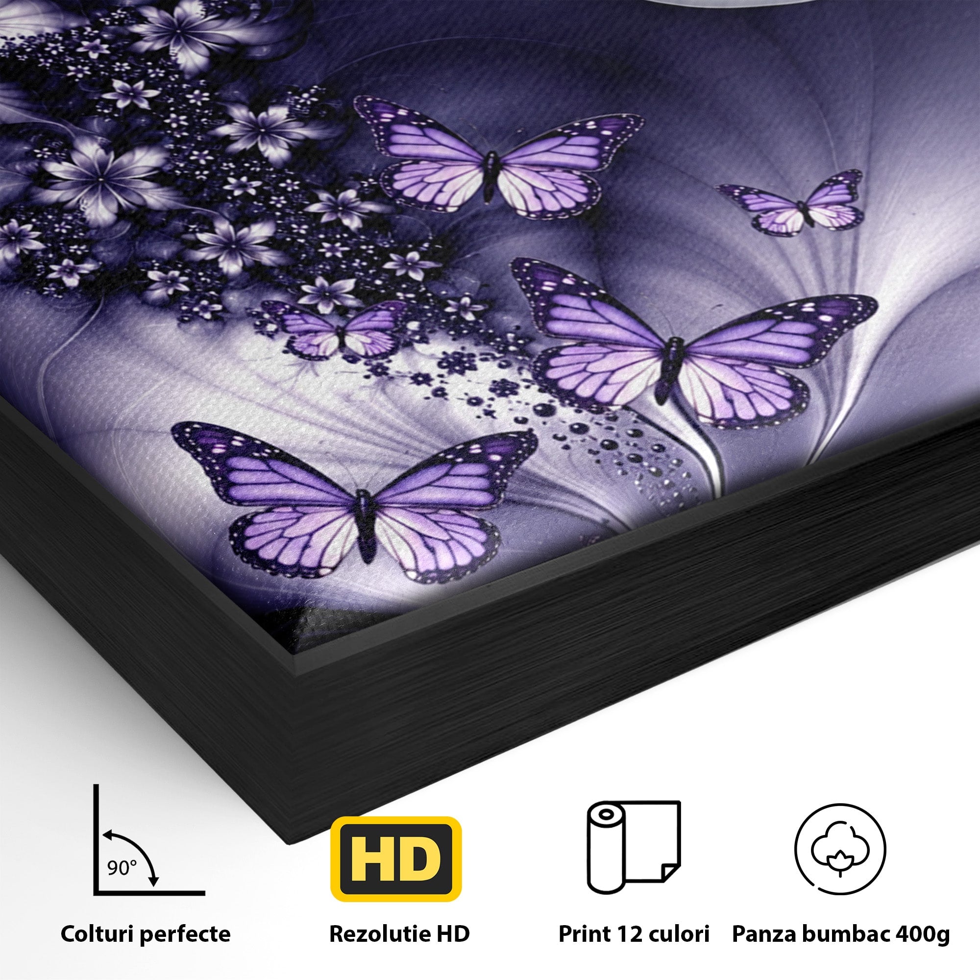 Tablou Canvas Premium LuxCanva® U1238, Fata Si Fluturii, Arta Abstracta, Fata, Fluturi, Dormitor, Visare, Culori Vibrante