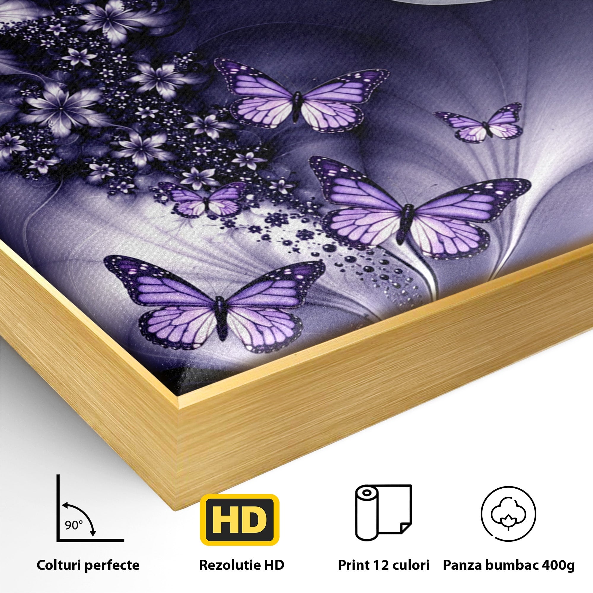 Tablou Canvas Premium LuxCanva® U1238, Fata Si Fluturii, Arta Abstracta, Fata, Fluturi, Dormitor, Visare, Culori Vibrante
