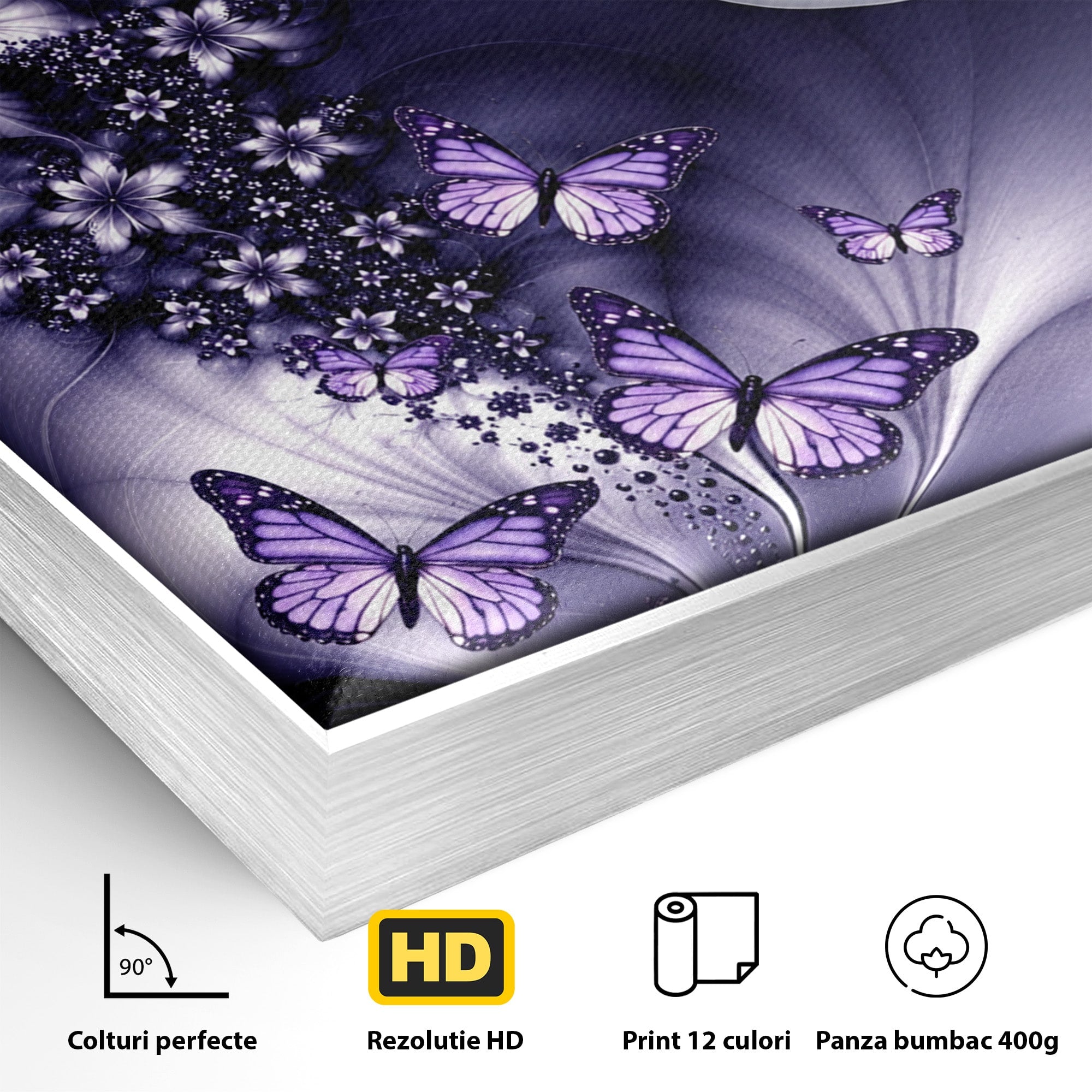 Tablou Canvas Premium LuxCanva® U1238, Fata Si Fluturii, Arta Abstracta, Fata, Fluturi, Dormitor, Visare, Culori Vibrante