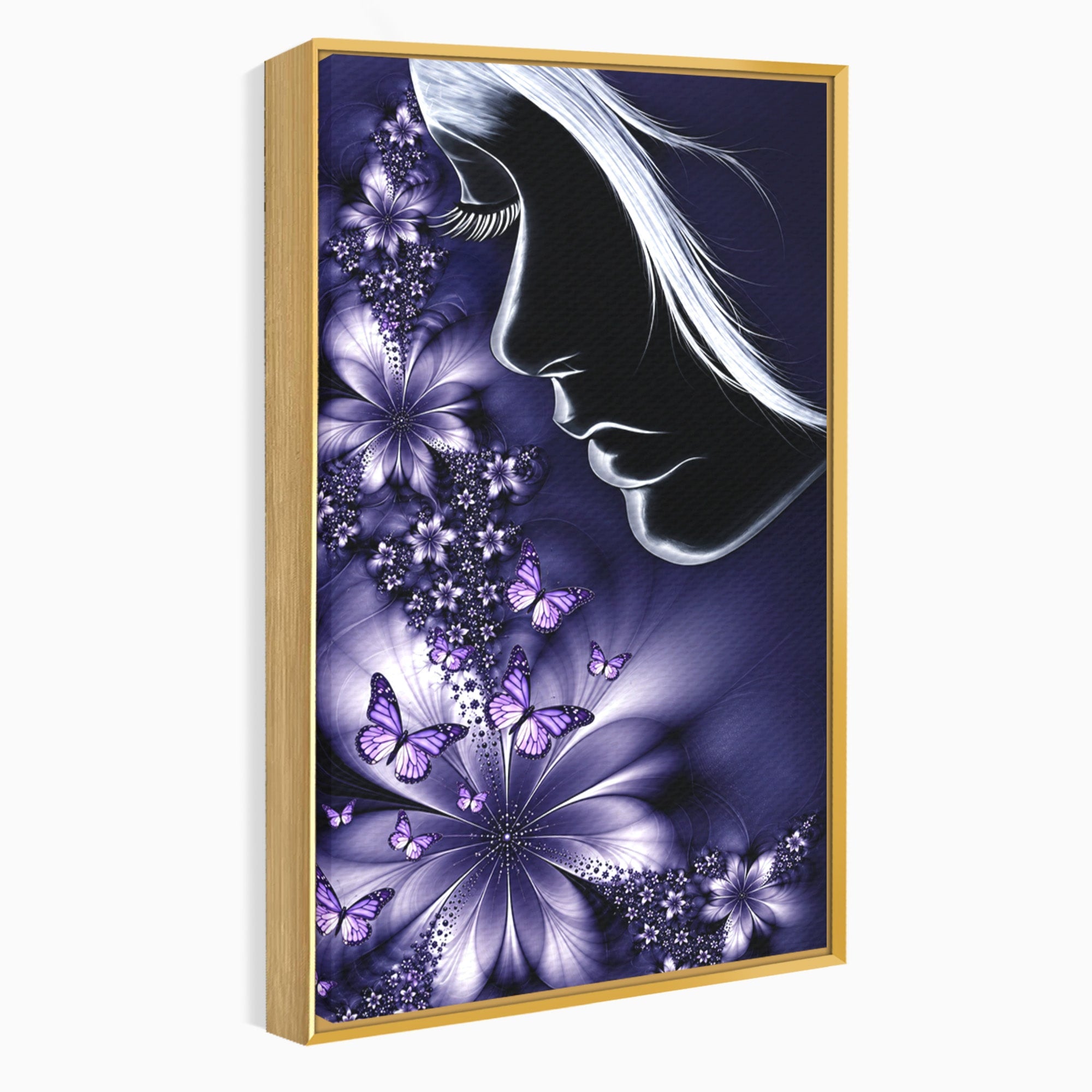 Tablou Canvas Premium LuxCanva® U1238, Fata Si Fluturii, Arta Abstracta, Fata, Fluturi, Dormitor, Visare, Culori Vibrante