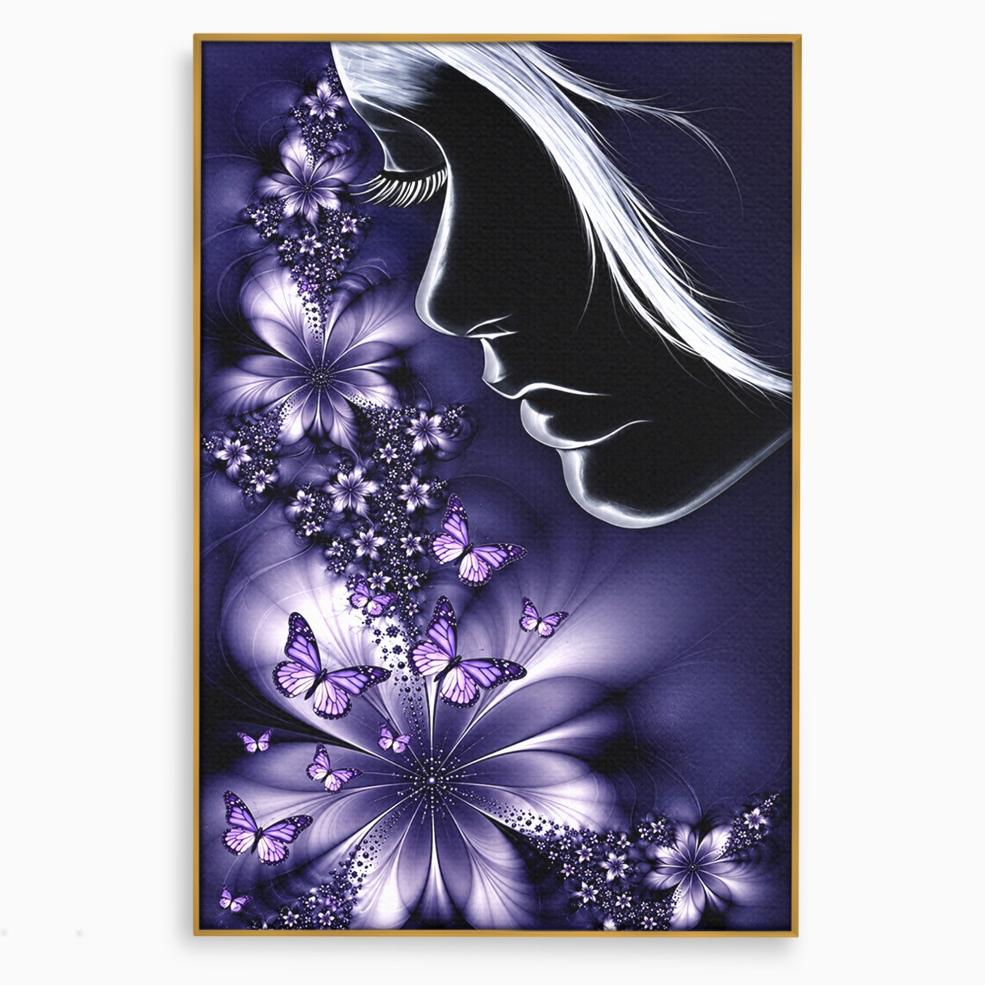 Tablou Canvas Premium LuxCanva® U1238, Fata Si Fluturii, Arta Abstracta, Fata, Fluturi, Dormitor, Visare, Culori Vibrante