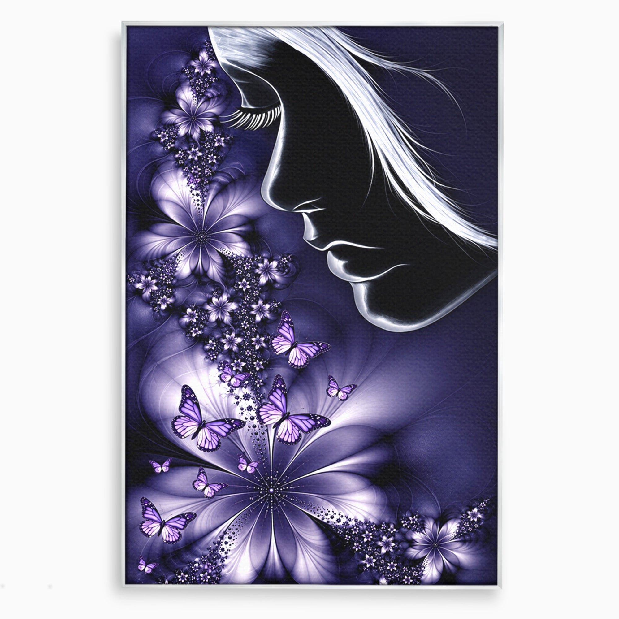 Tablou Canvas Premium LuxCanva® U1238, Fata Si Fluturii, Arta Abstracta, Fata, Fluturi, Dormitor, Visare, Culori Vibrante