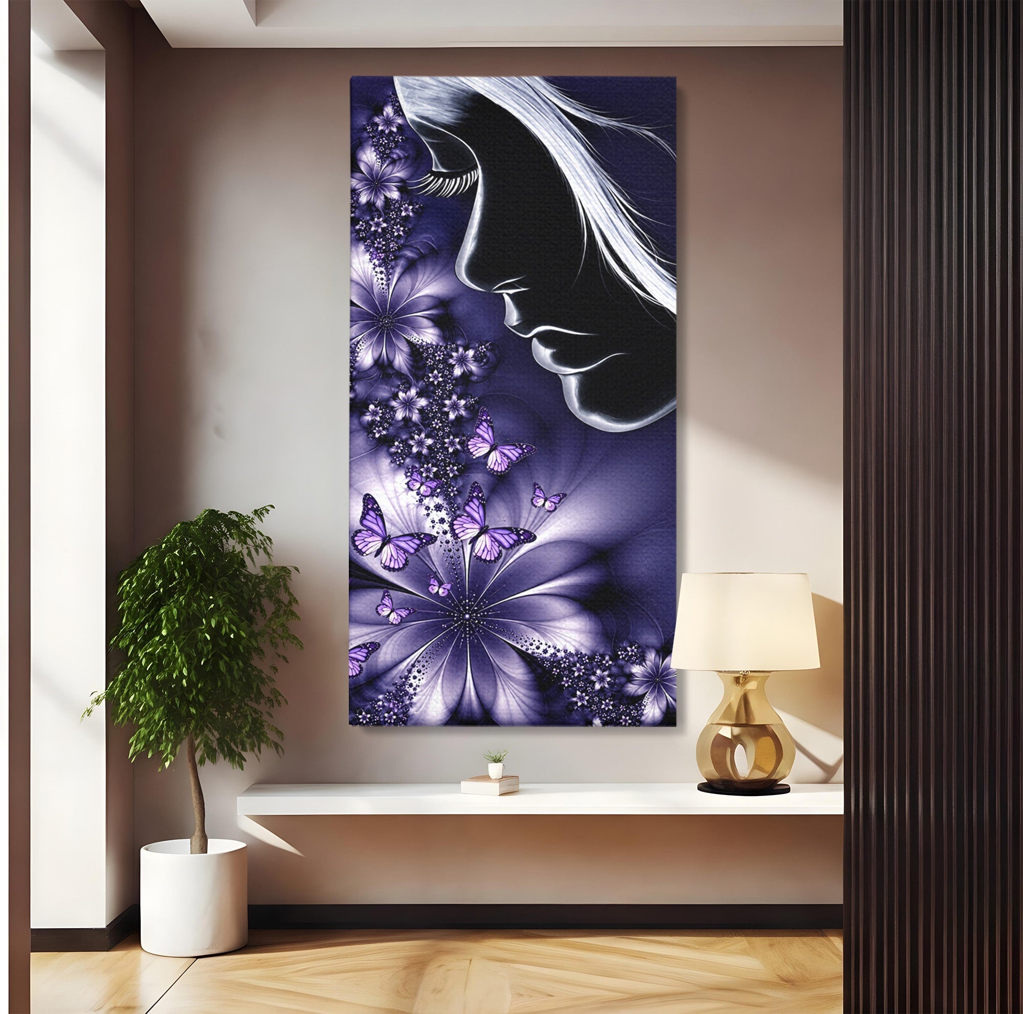 Tablou Canvas Premium LuxCanva® U1238, Fata Si Fluturii, Arta Abstracta, Fata, Fluturi, Dormitor, Visare, Culori Vibrante