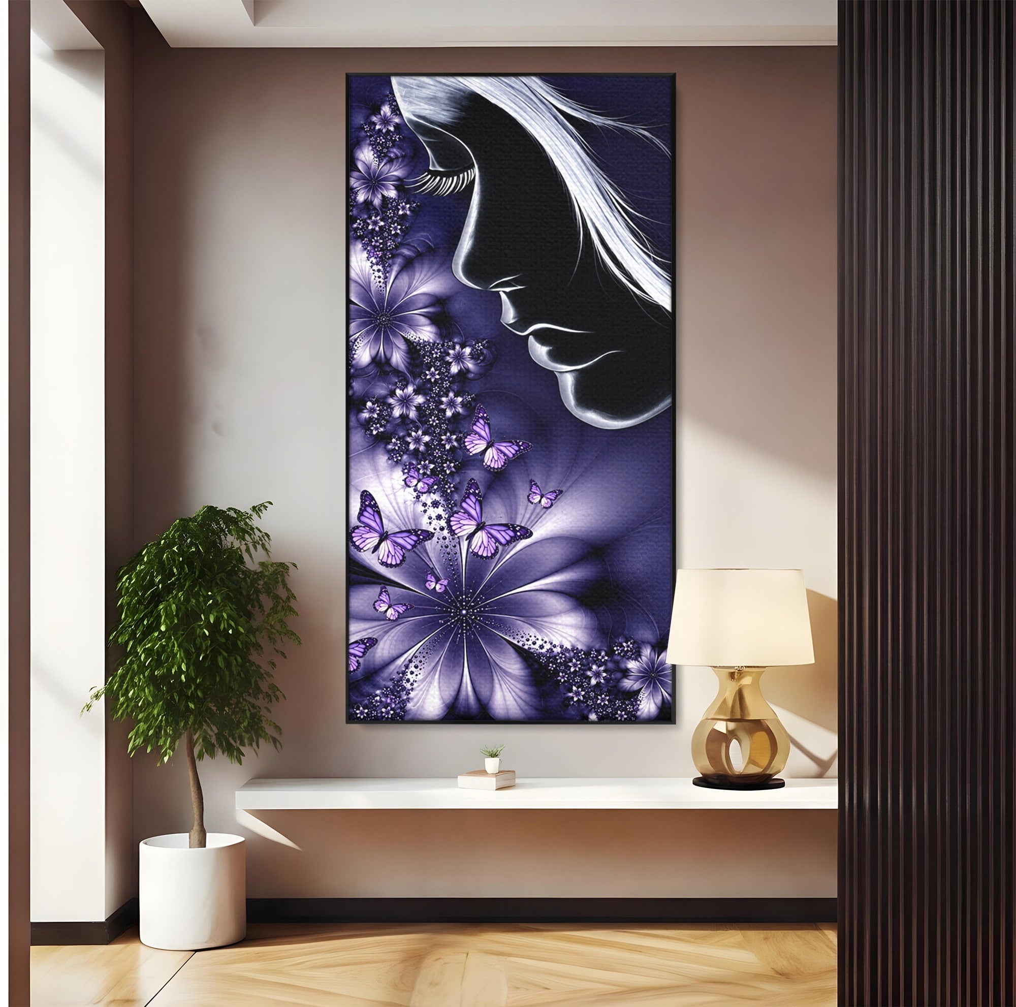 Tablou Canvas Premium LuxCanva® U1238, Fata Si Fluturii, Arta Abstracta, Fata, Fluturi, Dormitor, Visare, Culori Vibrante
