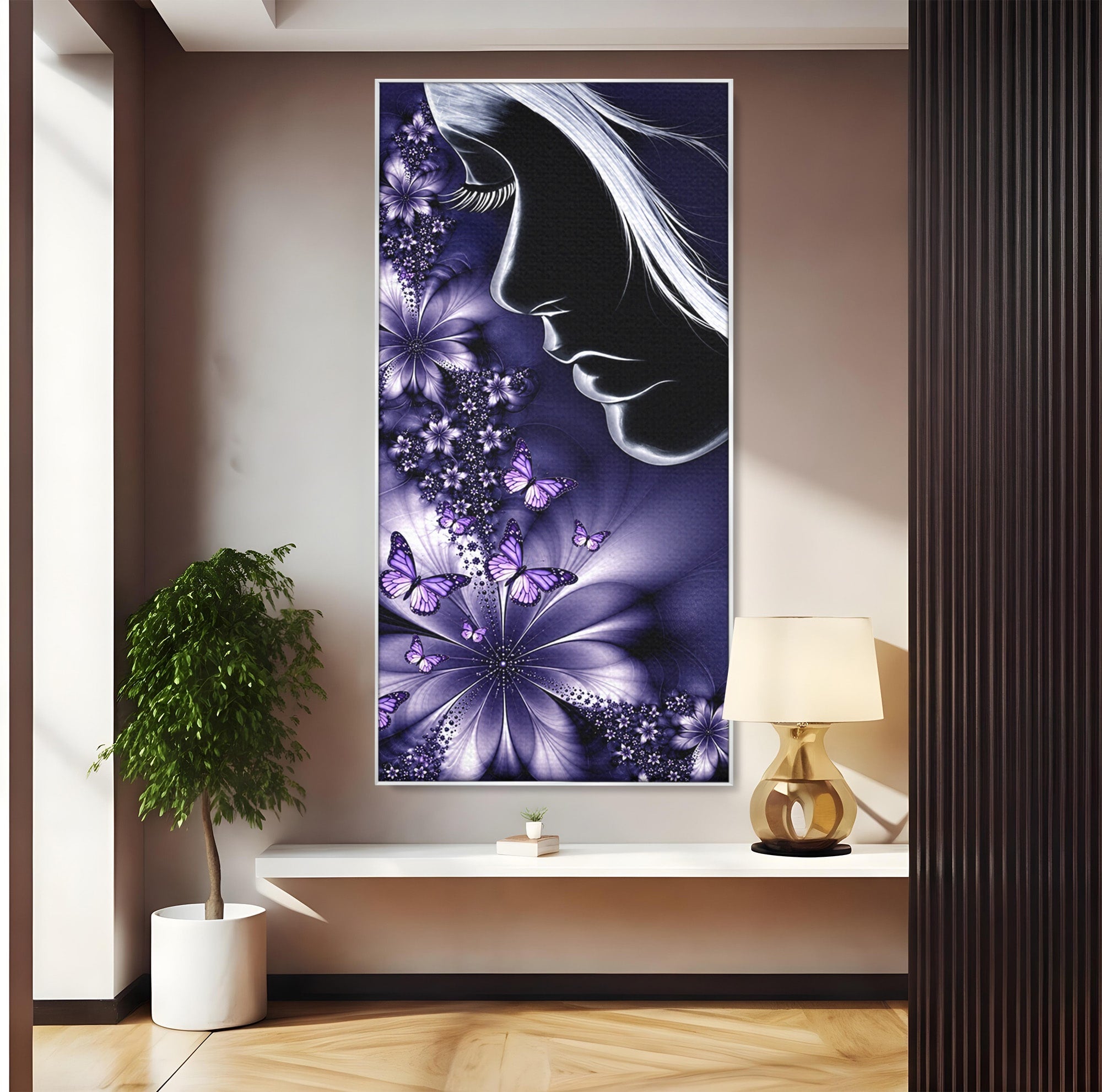 Tablou Canvas Premium LuxCanva® U1238, Fata Si Fluturii, Arta Abstracta, Fata, Fluturi, Dormitor, Visare, Culori Vibrante
