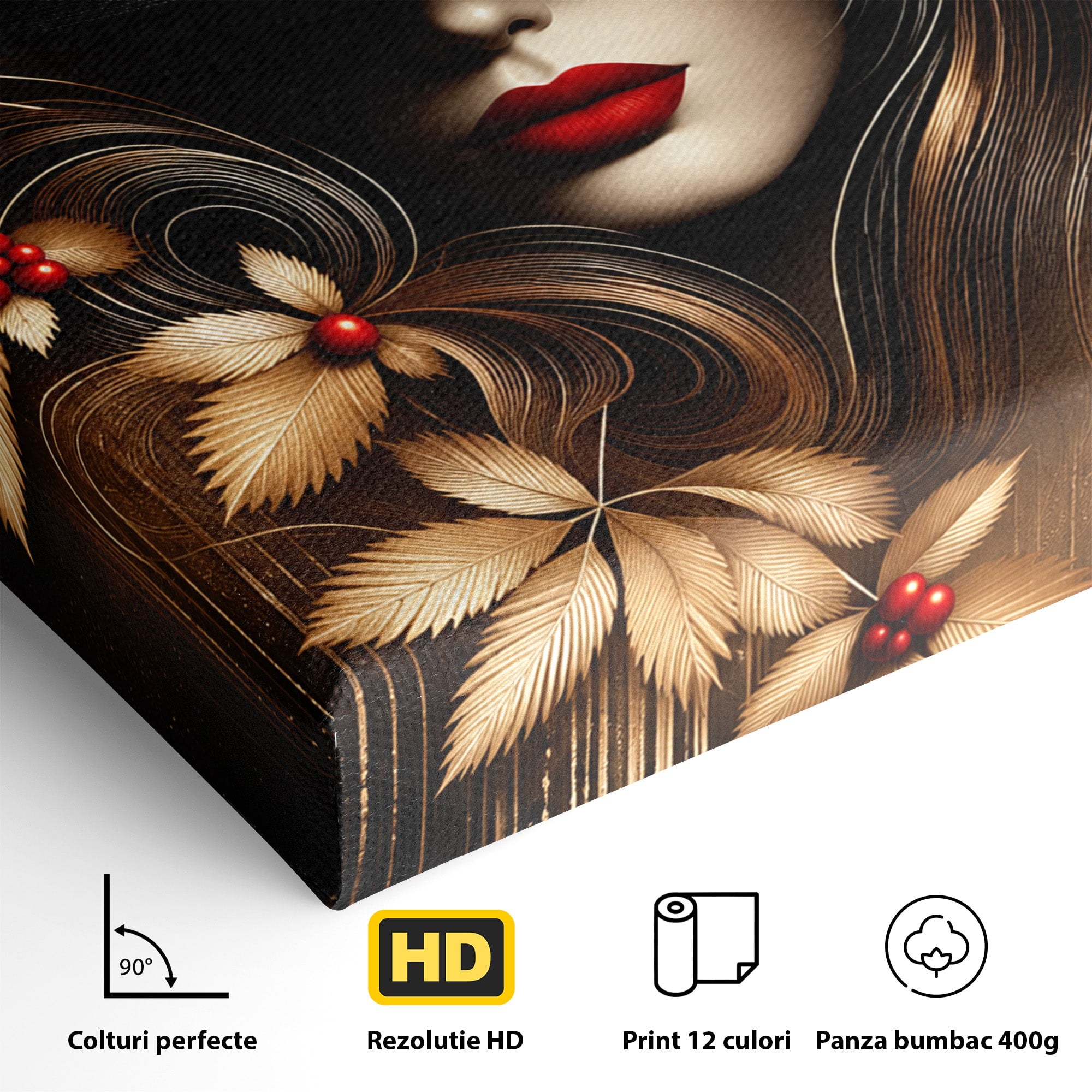 Tablou Canvas Premium LuxCanva® U1239, Femeie Misterioasa Cu Palarie, Portret, Eleganta, Moda, Femeie, Birou, Culori Vibrante
