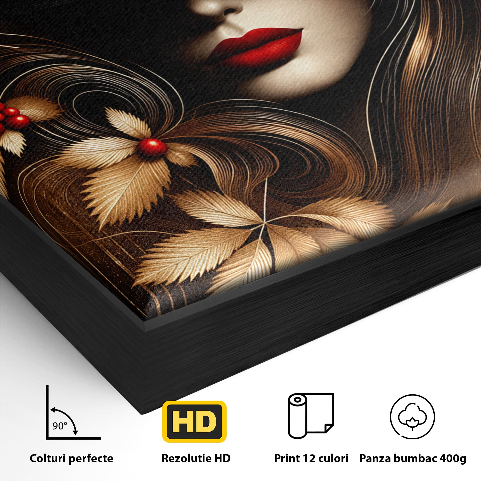 Tablou Canvas Premium LuxCanva® U1239, Femeie Misterioasa Cu Palarie, Portret, Eleganta, Moda, Femeie, Birou, Culori Vibrante