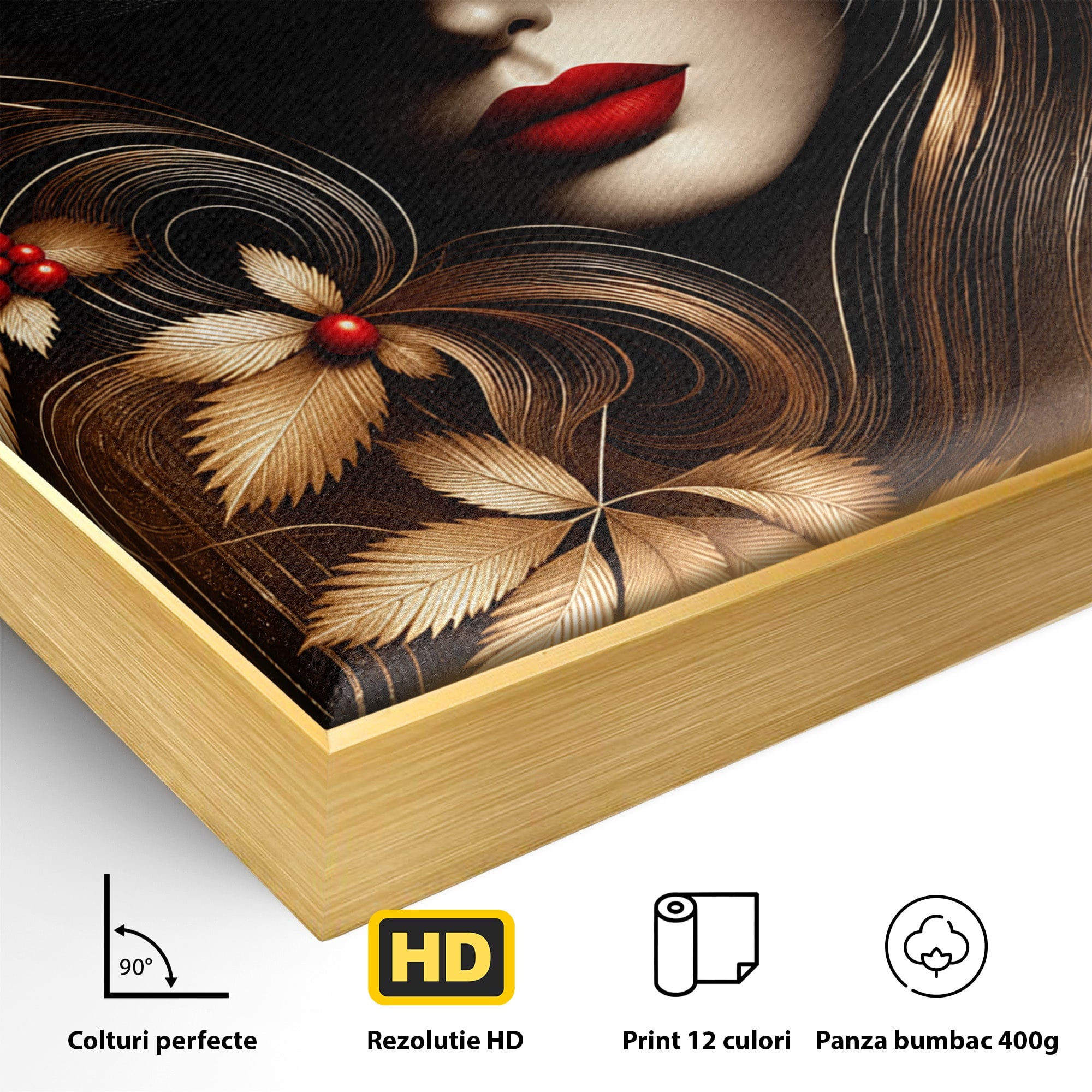 Tablou Canvas Premium LuxCanva® U1239, Femeie Misterioasa Cu Palarie, Portret, Eleganta, Moda, Femeie, Birou, Culori Vibrante