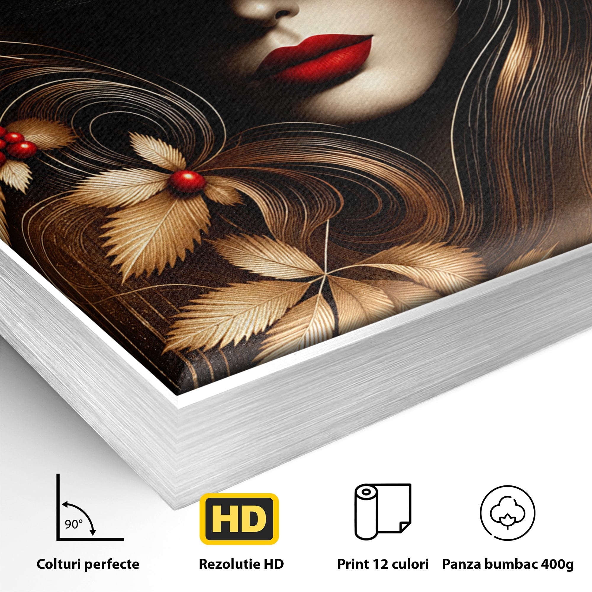 Tablou Canvas Premium LuxCanva® U1239, Femeie Misterioasa Cu Palarie, Portret, Eleganta, Moda, Femeie, Birou, Culori Vibrante