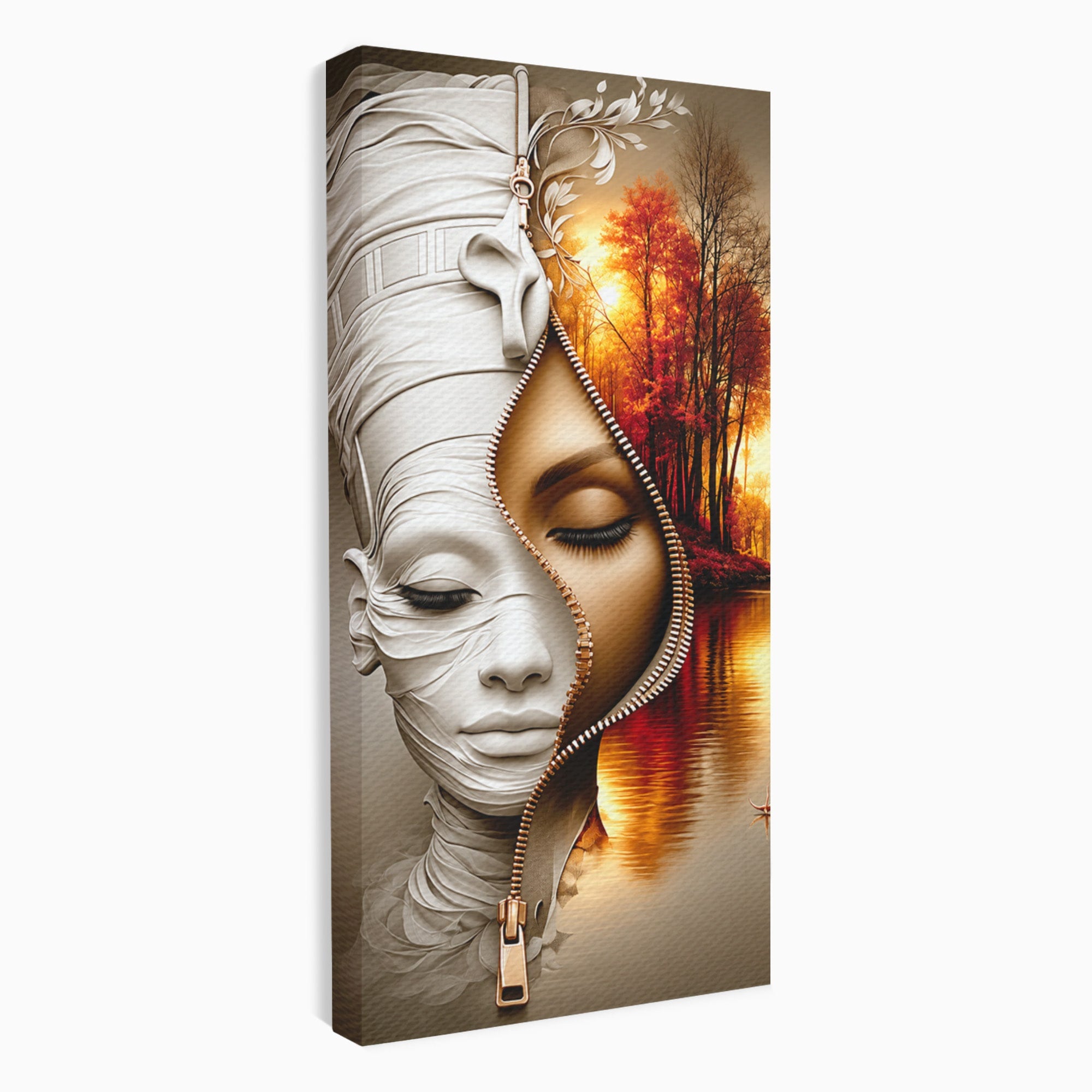 Tablou Canvas Premium LuxCanva® U1240, Dualitate Artistica, Portret, Peisaj, Reflexie, Living, Modern, Culori Vibrante