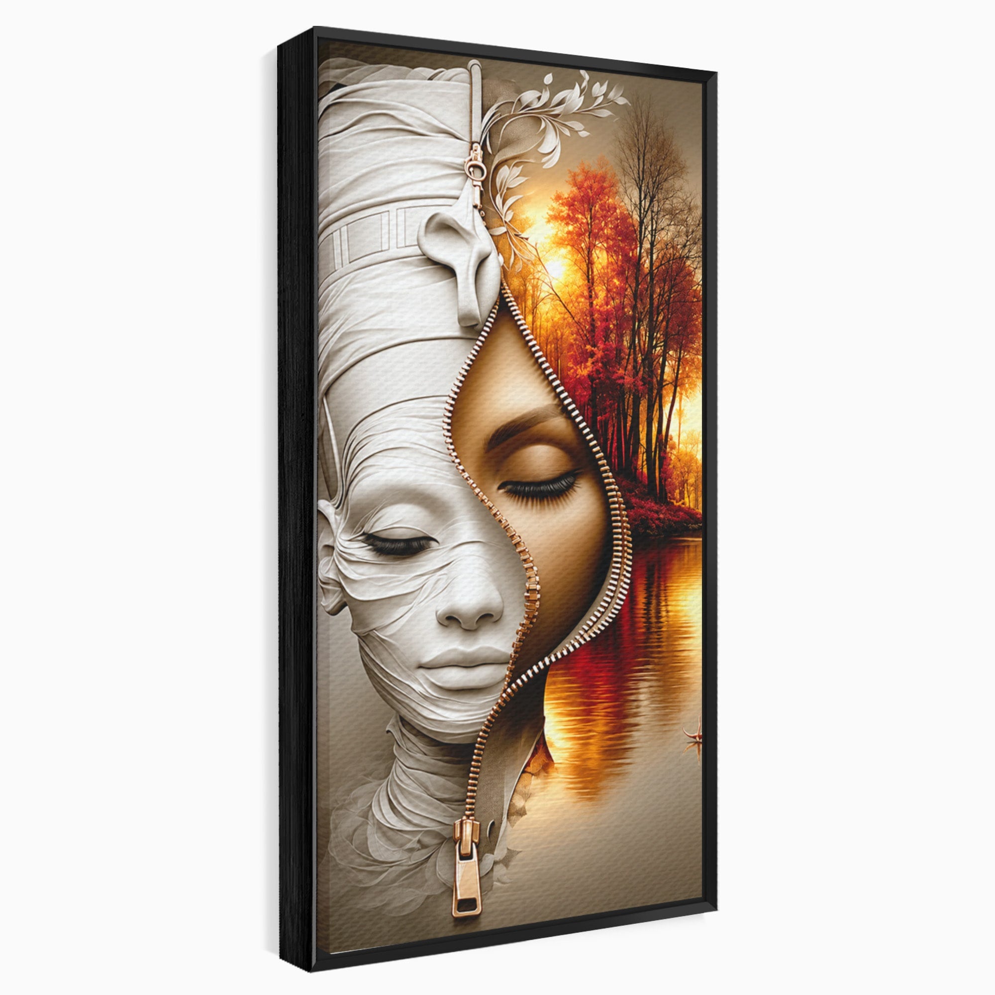 Tablou Canvas Premium LuxCanva® U1240, Dualitate Artistica, Portret, Peisaj, Reflexie, Living, Modern, Culori Vibrante