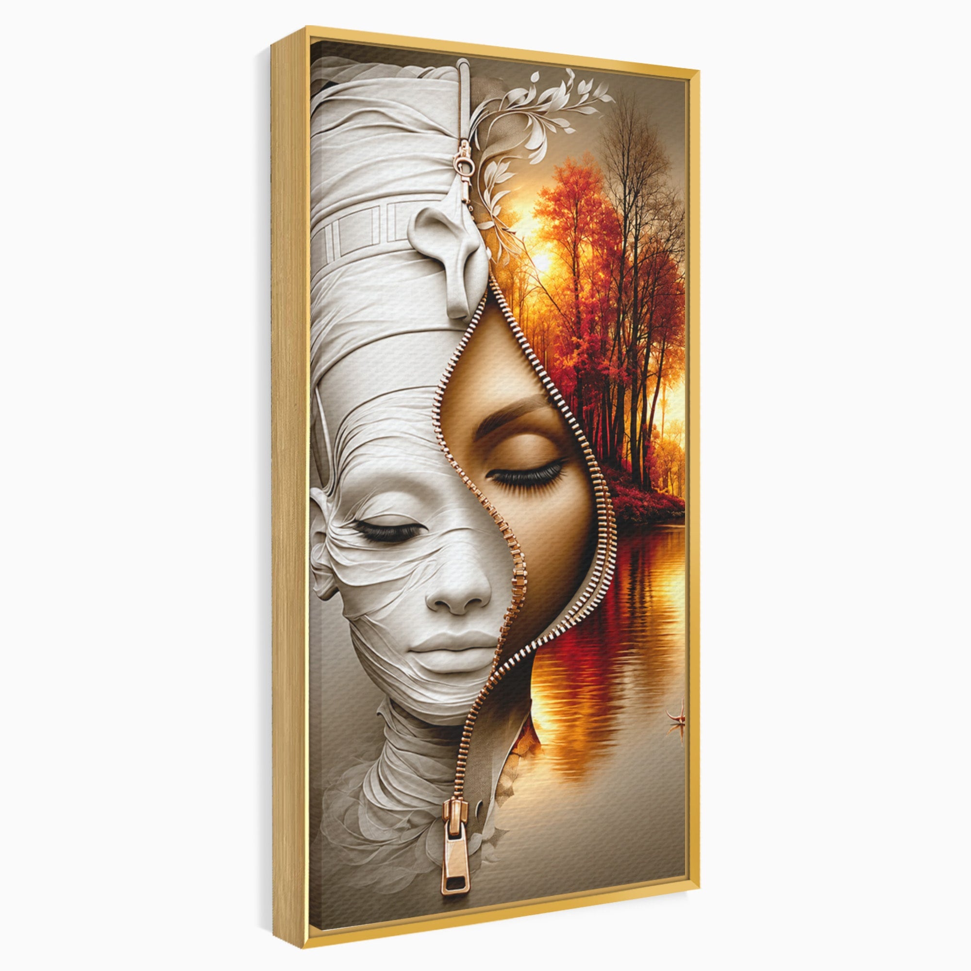 Tablou Canvas Premium LuxCanva® U1240, Dualitate Artistica, Portret, Peisaj, Reflexie, Living, Modern, Culori Vibrante