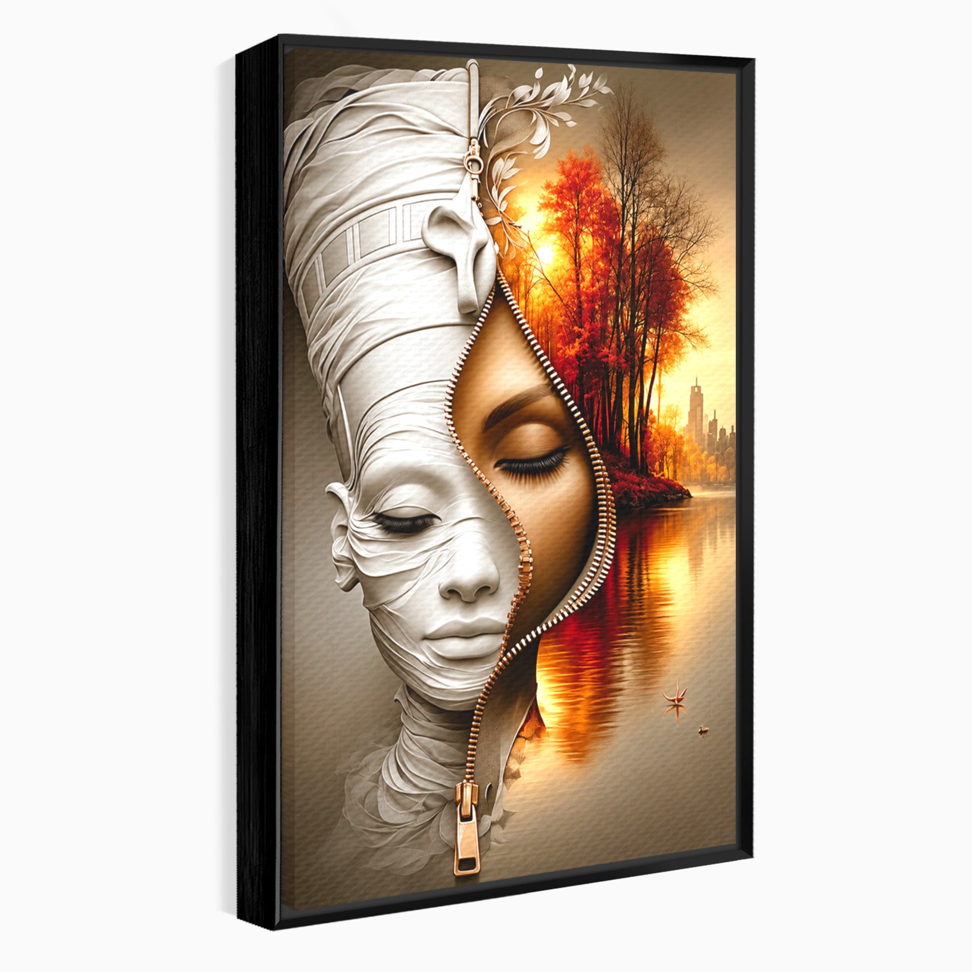 Tablou Canvas Premium LuxCanva® U1240, Dualitate Artistica, Portret, Peisaj, Reflexie, Living, Modern, Culori Vibrante