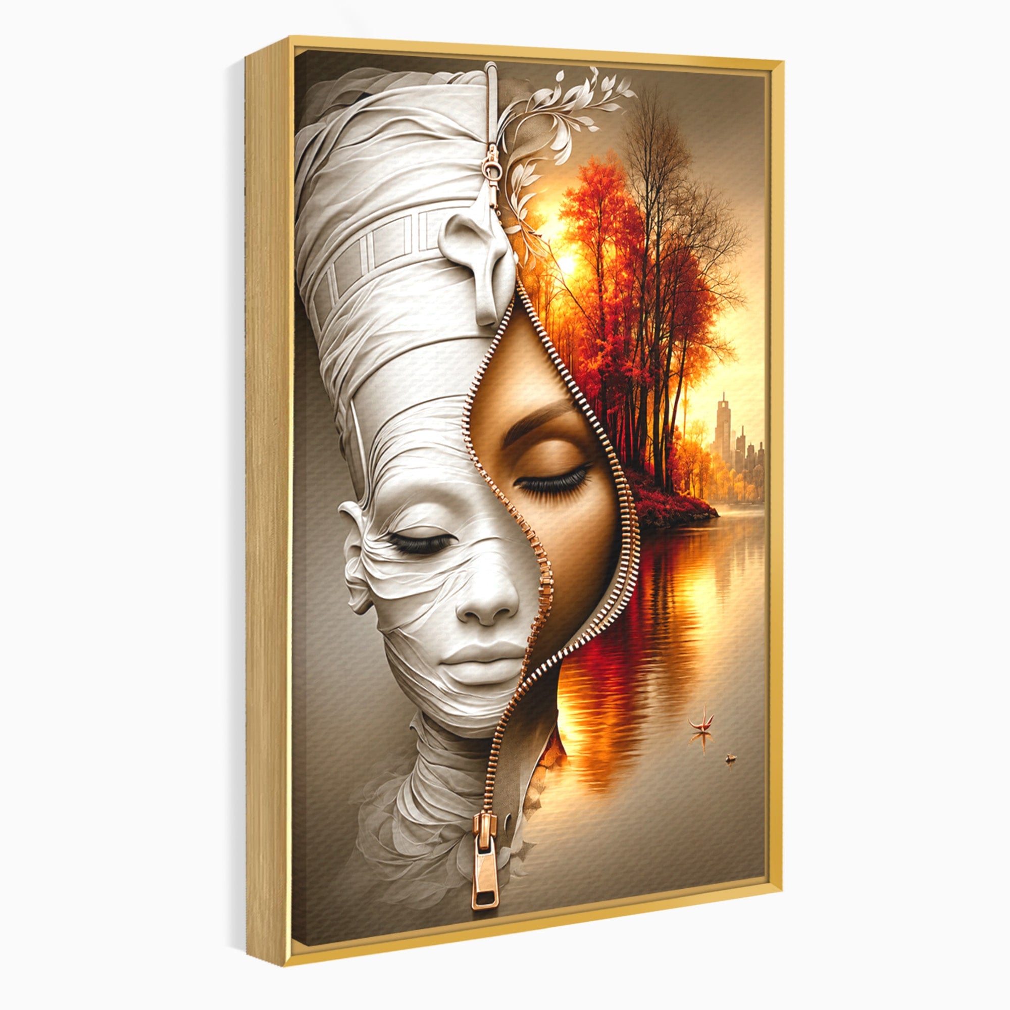 Tablou Canvas Premium LuxCanva® U1240, Dualitate Artistica, Portret, Peisaj, Reflexie, Living, Modern, Culori Vibrante