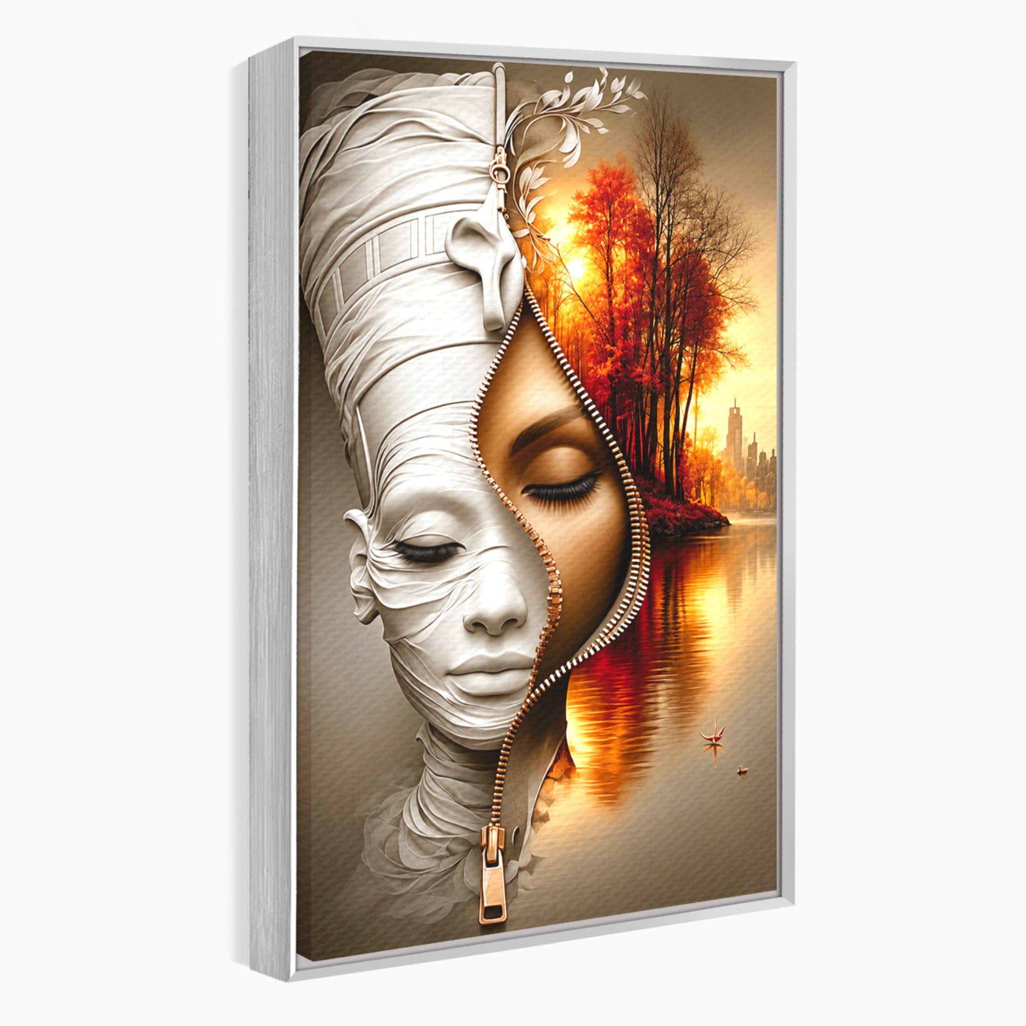 Tablou Canvas Premium LuxCanva® U1240, Dualitate Artistica, Portret, Peisaj, Reflexie, Living, Modern, Culori Vibrante