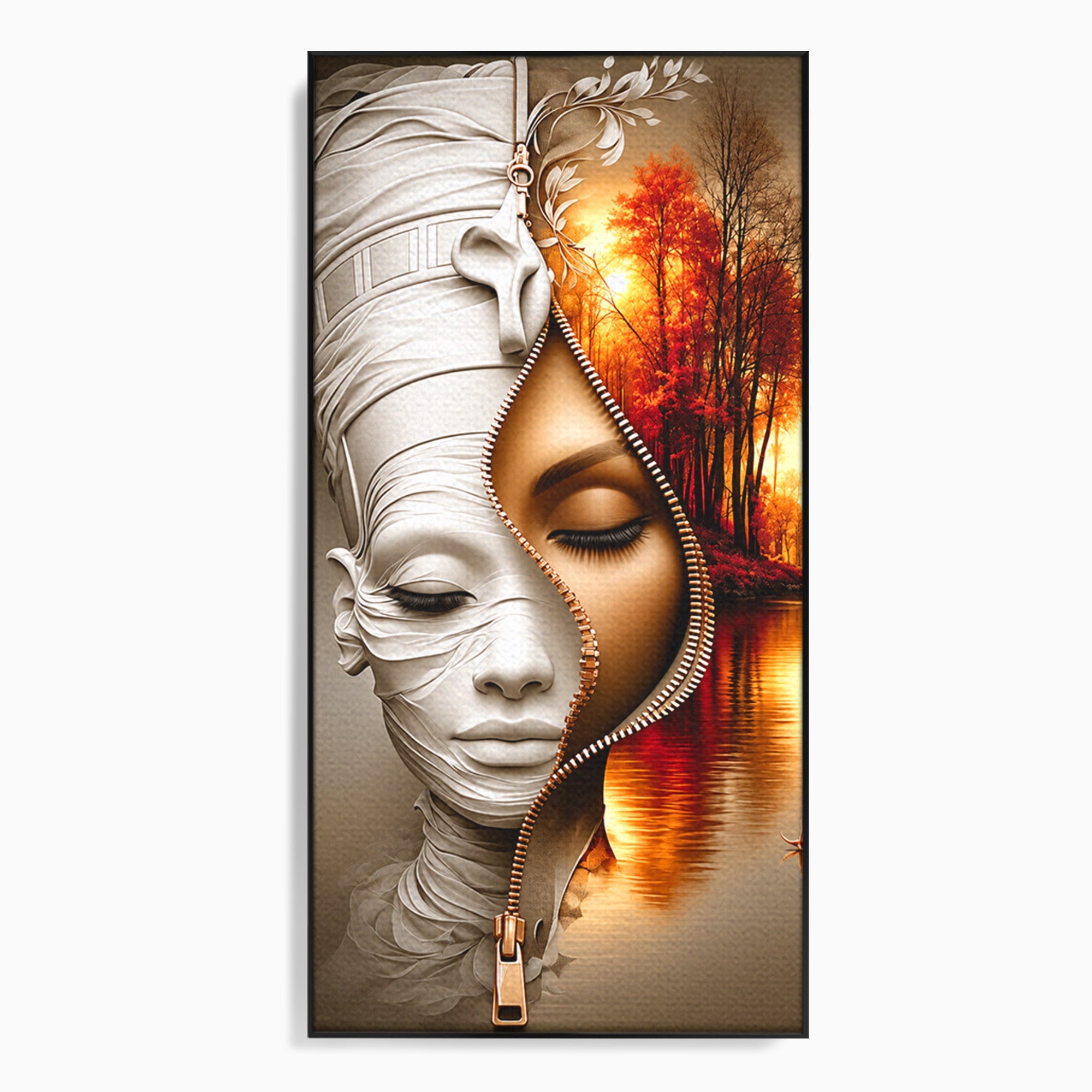 Tablou Canvas Premium LuxCanva® U1240, Dualitate Artistica, Portret, Peisaj, Reflexie, Living, Modern, Culori Vibrante