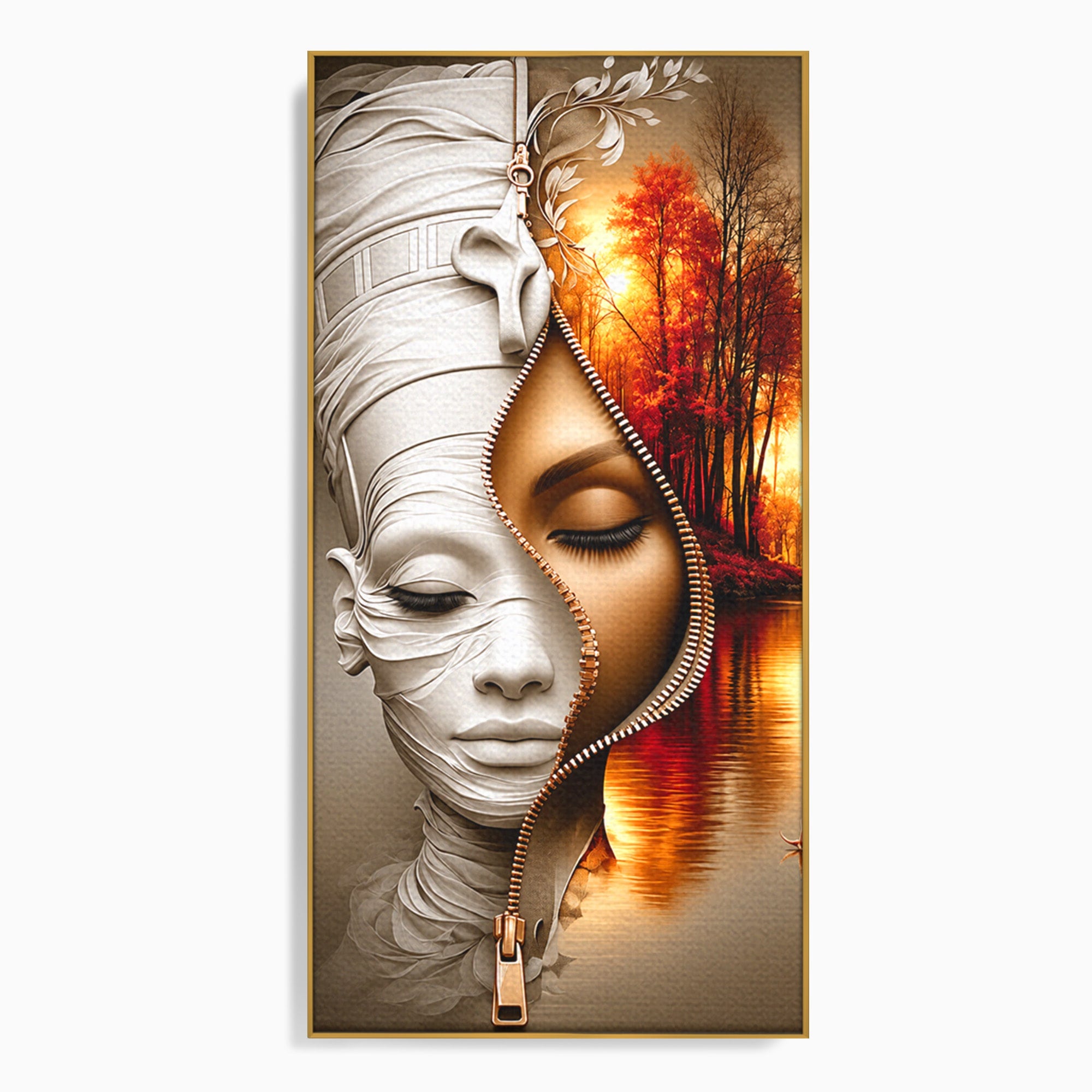 Tablou Canvas Premium LuxCanva® U1240, Dualitate Artistica, Portret, Peisaj, Reflexie, Living, Modern, Culori Vibrante
