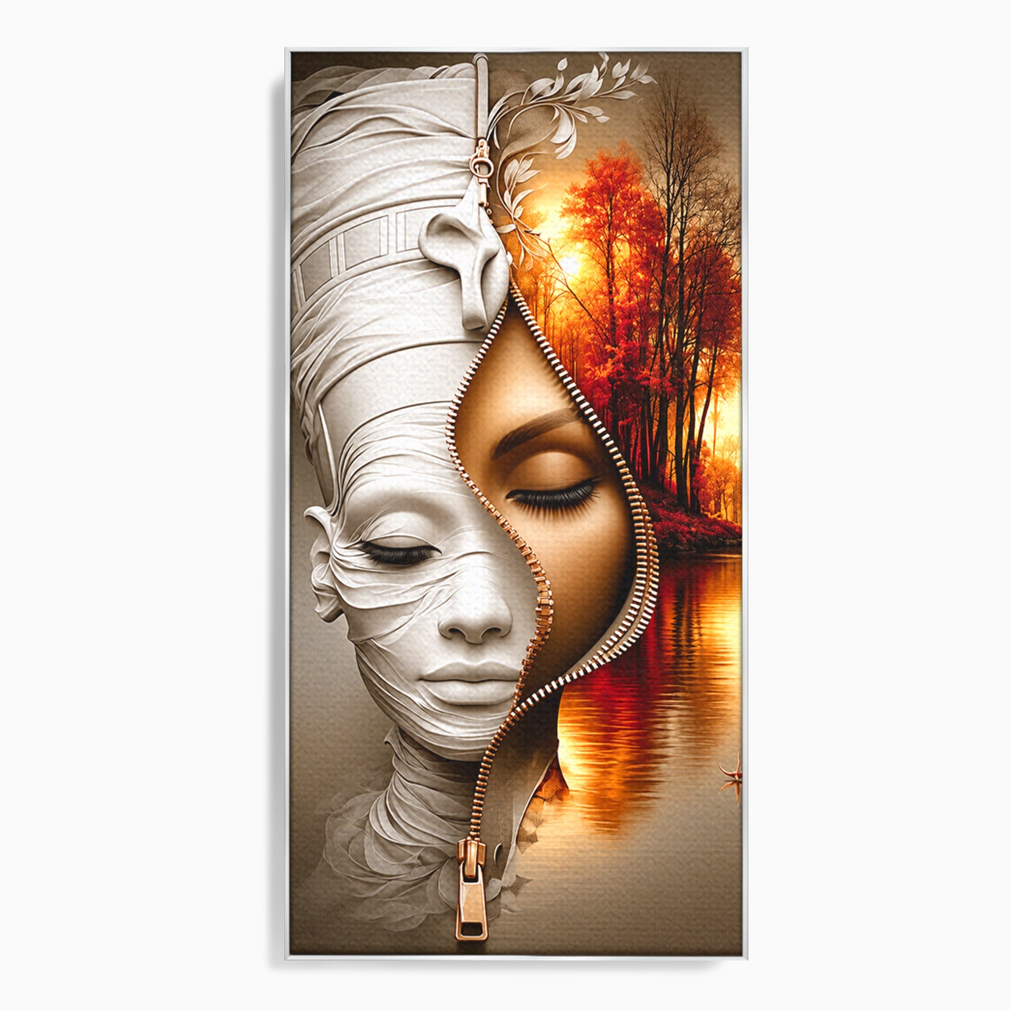 Tablou Canvas Premium LuxCanva® U1240, Dualitate Artistica, Portret, Peisaj, Reflexie, Living, Modern, Culori Vibrante