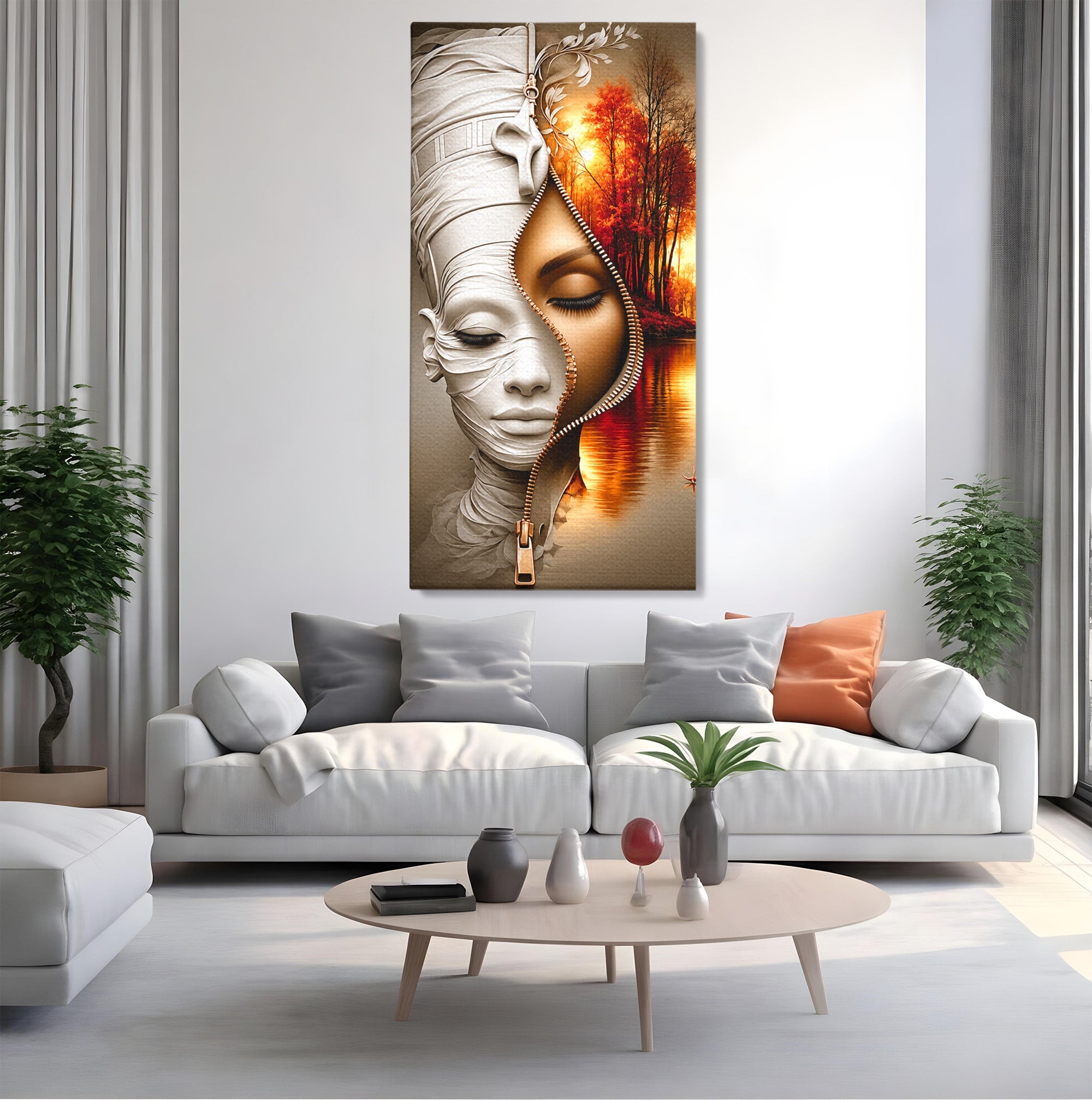 Tablou Canvas Premium LuxCanva® U1240, Dualitate Artistica, Portret, Peisaj, Reflexie, Living, Modern, Culori Vibrante