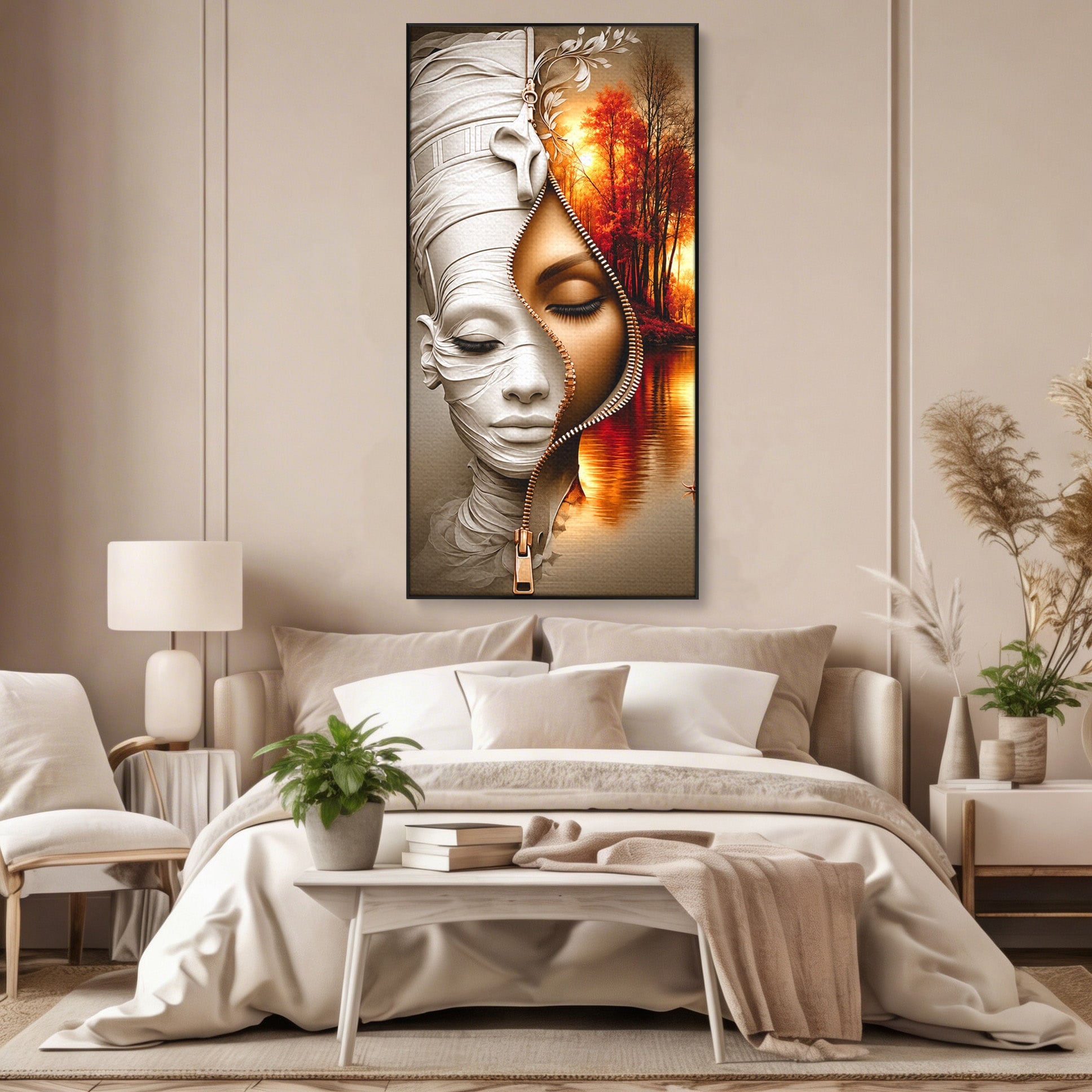 Tablou Canvas Premium LuxCanva® U1240, Dualitate Artistica, Portret, Peisaj, Reflexie, Living, Modern, Culori Vibrante